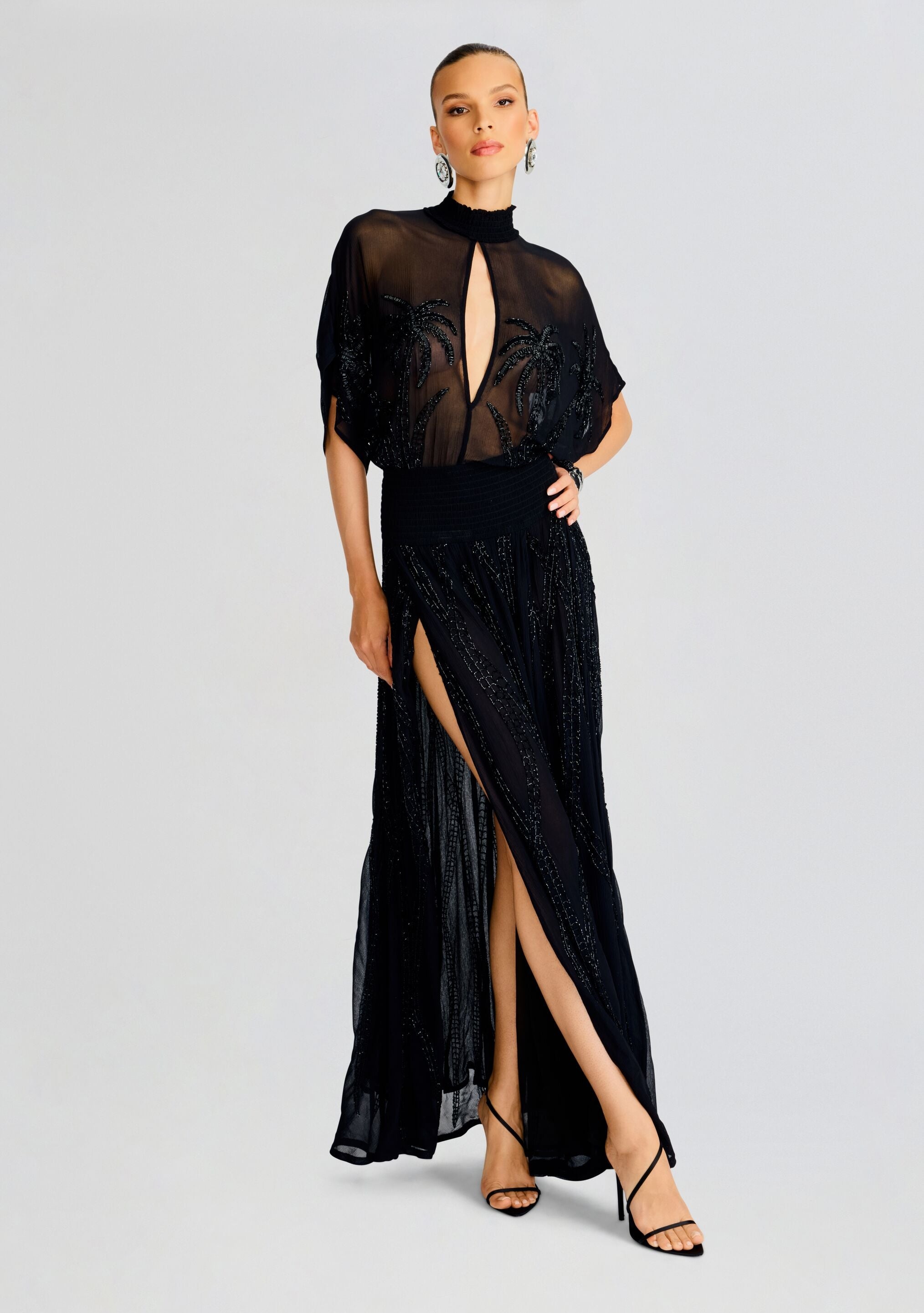 NALINA EMBELLISHED SILK CHIFFON DRESS - 5
