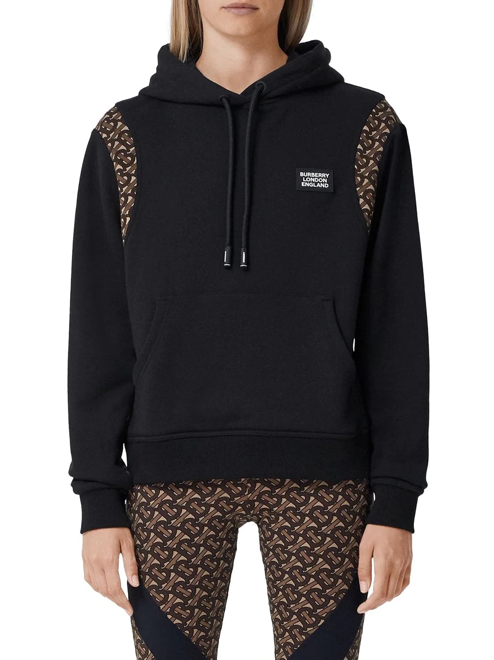 monogram print panel oversized hoodie - 3