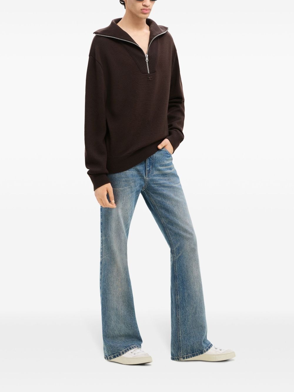 logo-embroidered wool sweater - 4