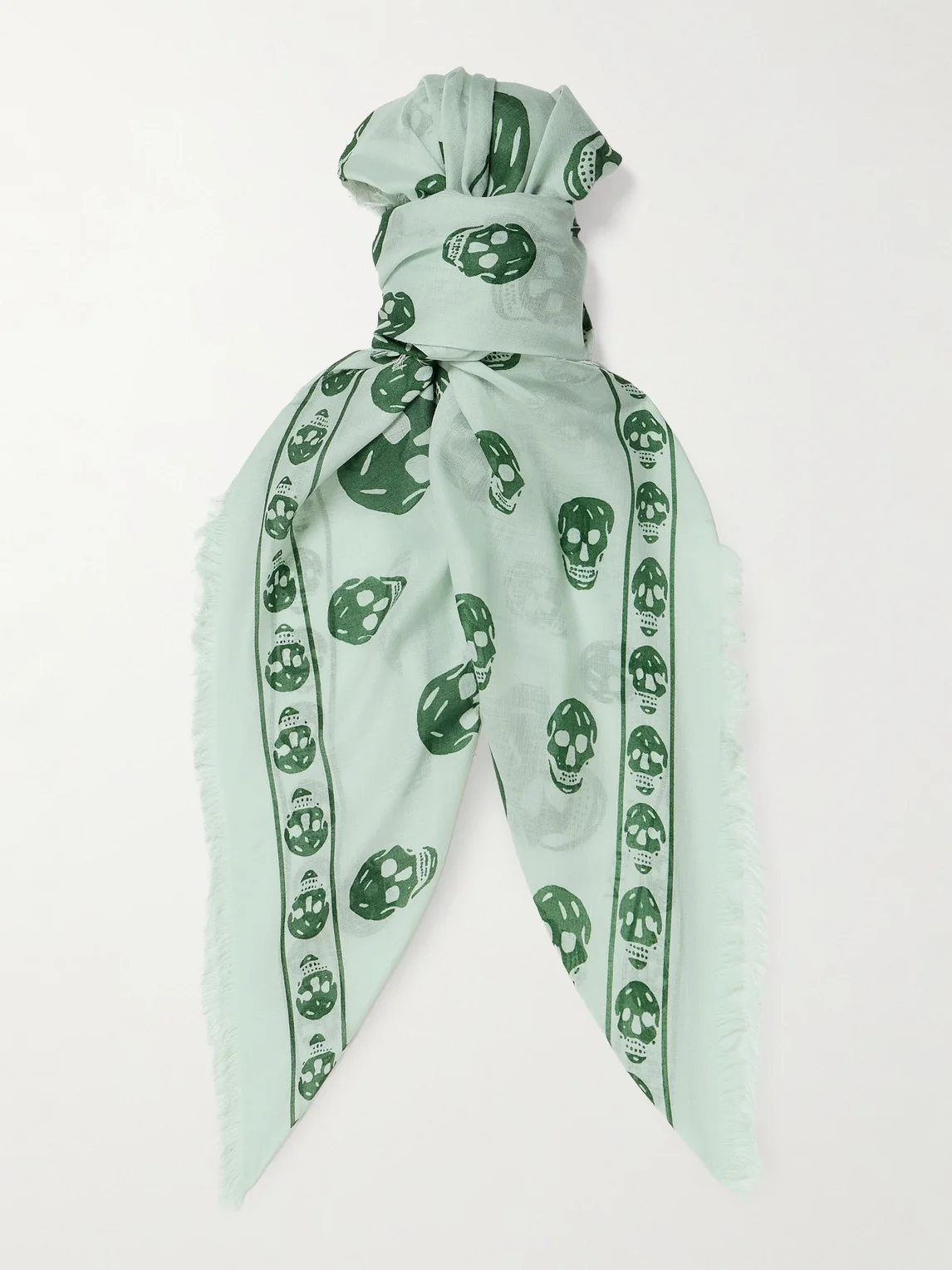 Fringed Printed Modal and Silk-Blend Scarf - 1