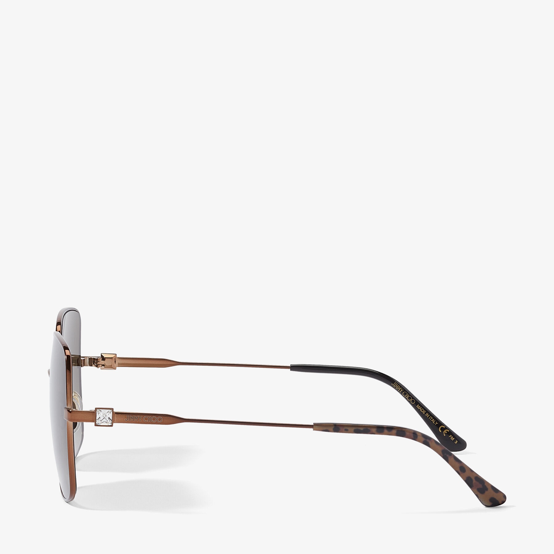 Lili
Bronze Square-Frame Sunglasses with Brown Shaded Lenses and Crystal Embellishment - 2