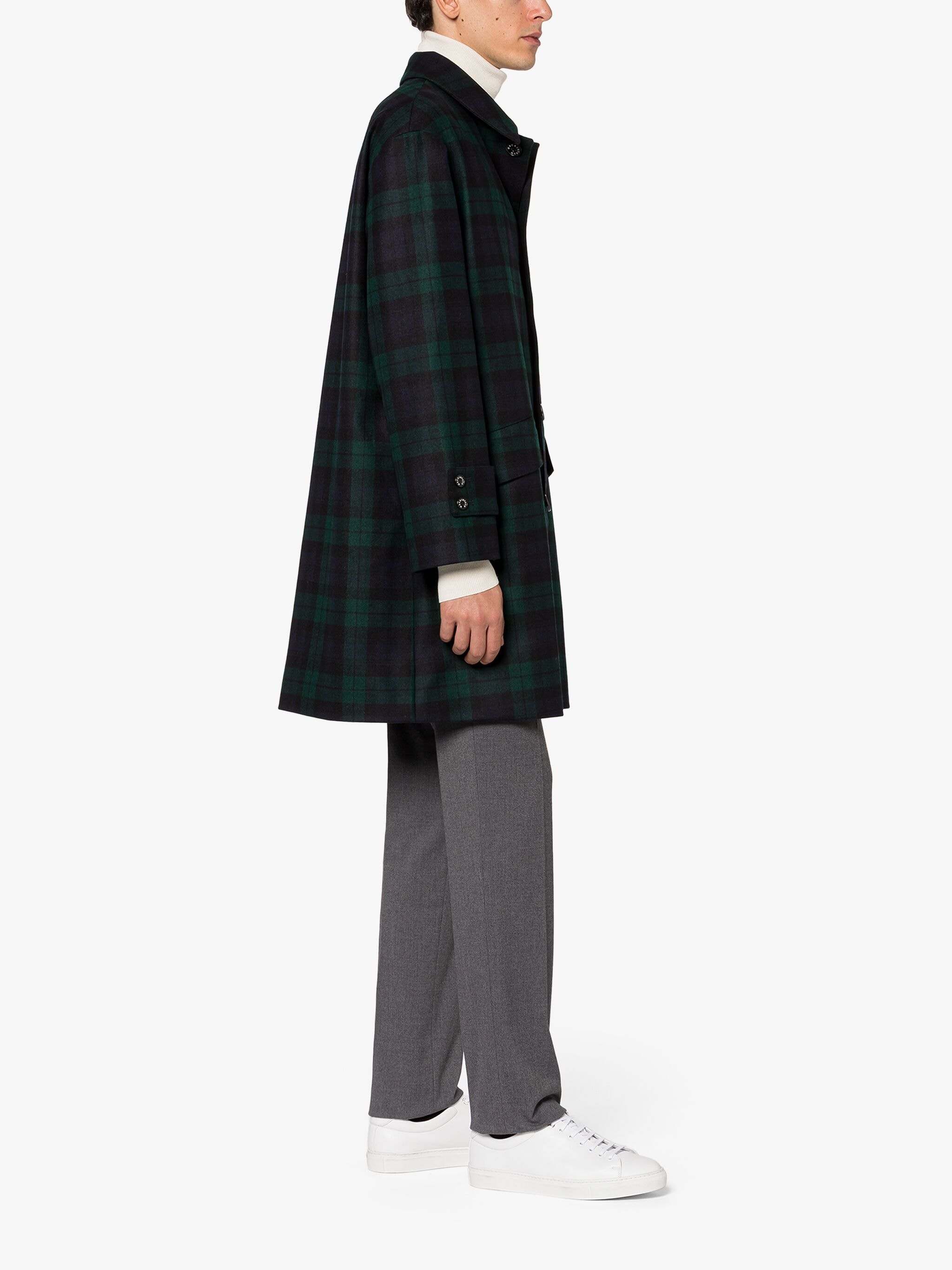 HUMBIE BLACKWATCH WOOL OVERCOAT - 2