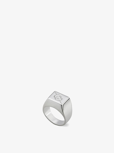 GUCCI Diagonal engraved-interlocking G sterling-silver ring outlook