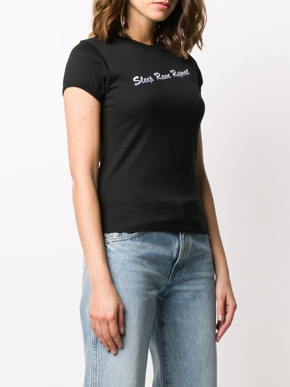 slogan print fitted T-shirt - 3