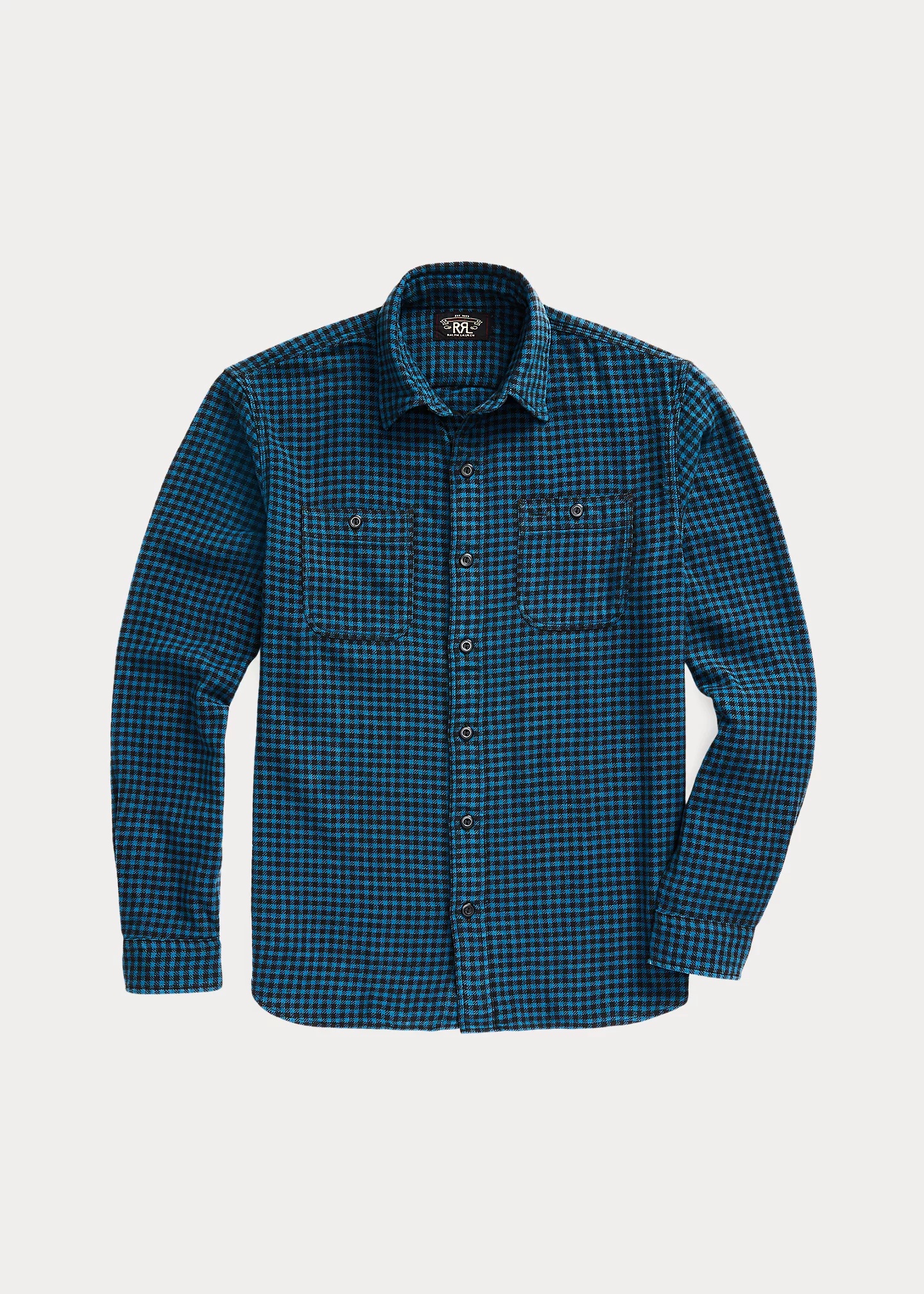 Checked Indigo Cotton-Linen Workshirt - 1