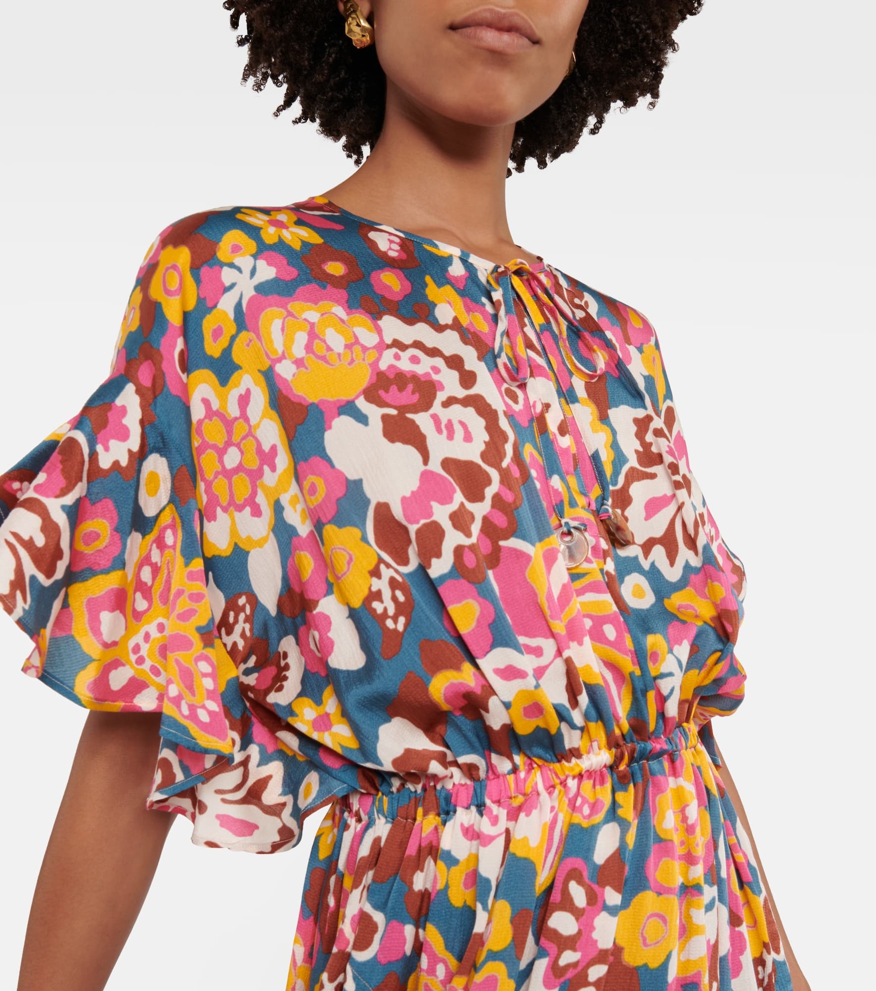 Piment floral silk and cotton midi dress - 4