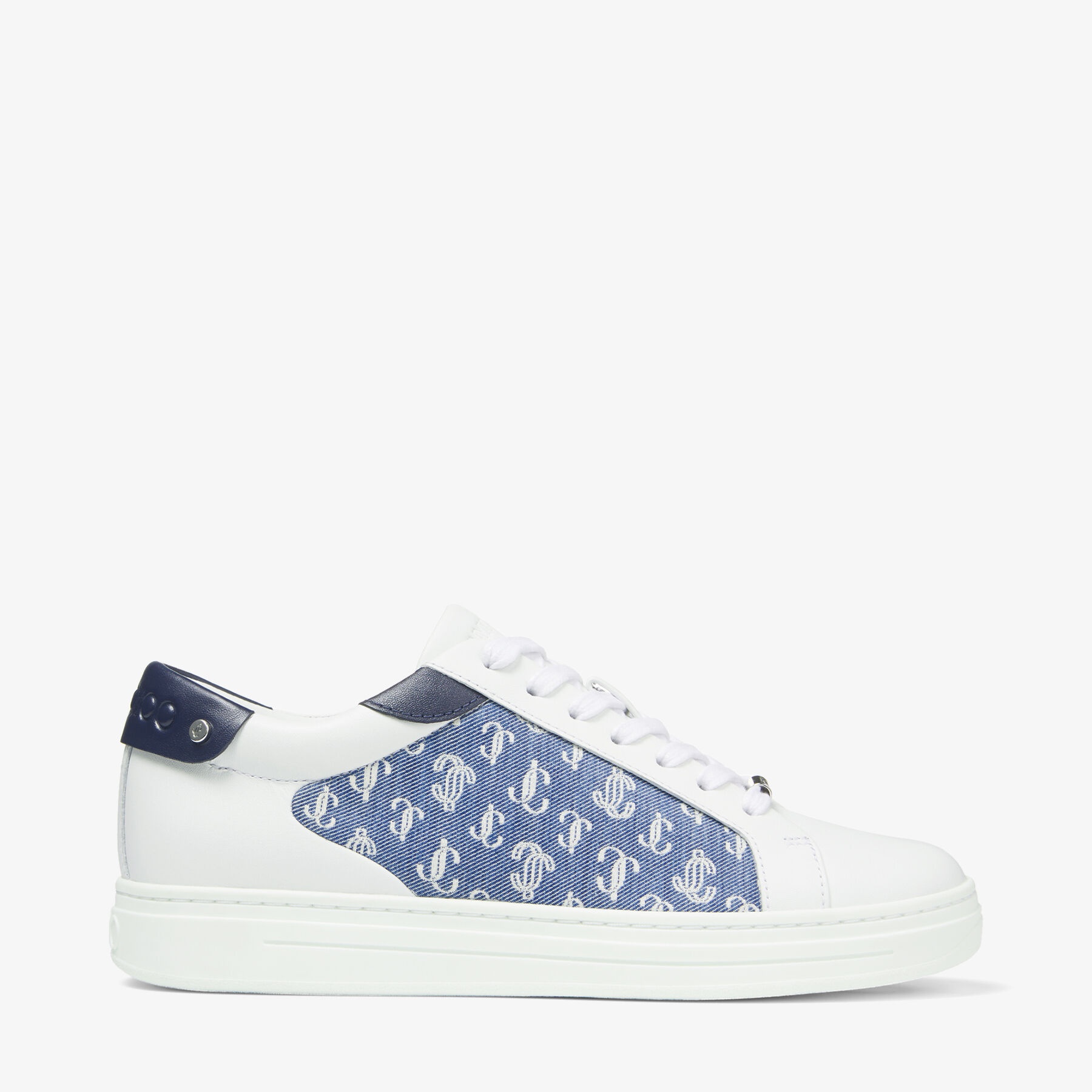 Rome/f
White Leather and Denim JC Monogram Pattern Low-Top Trainers - 1