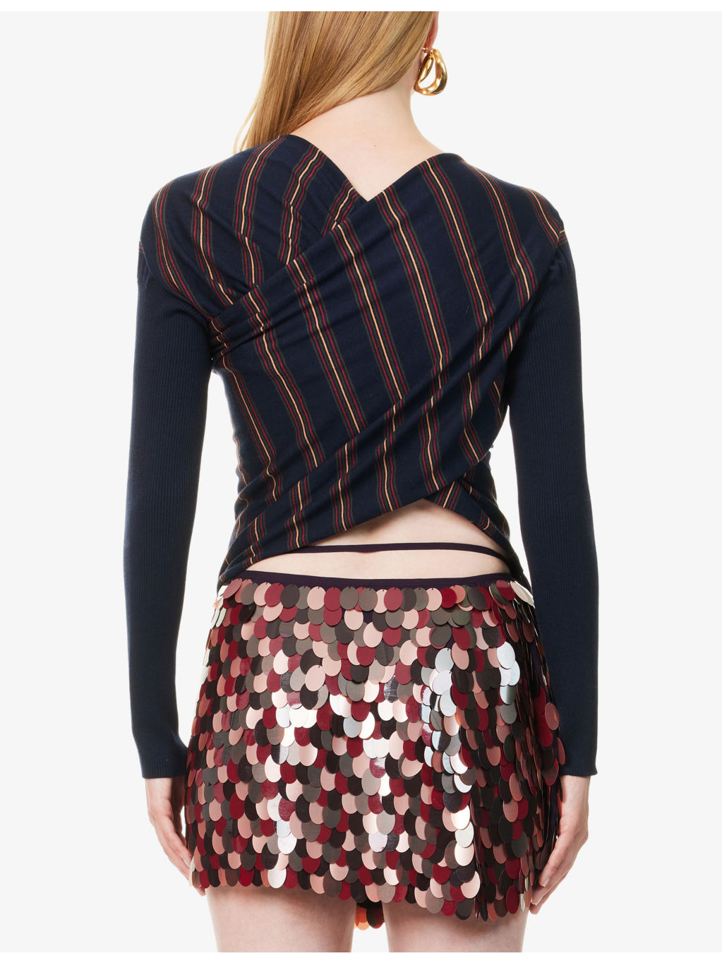 Striped Cropped Wool Top - 4