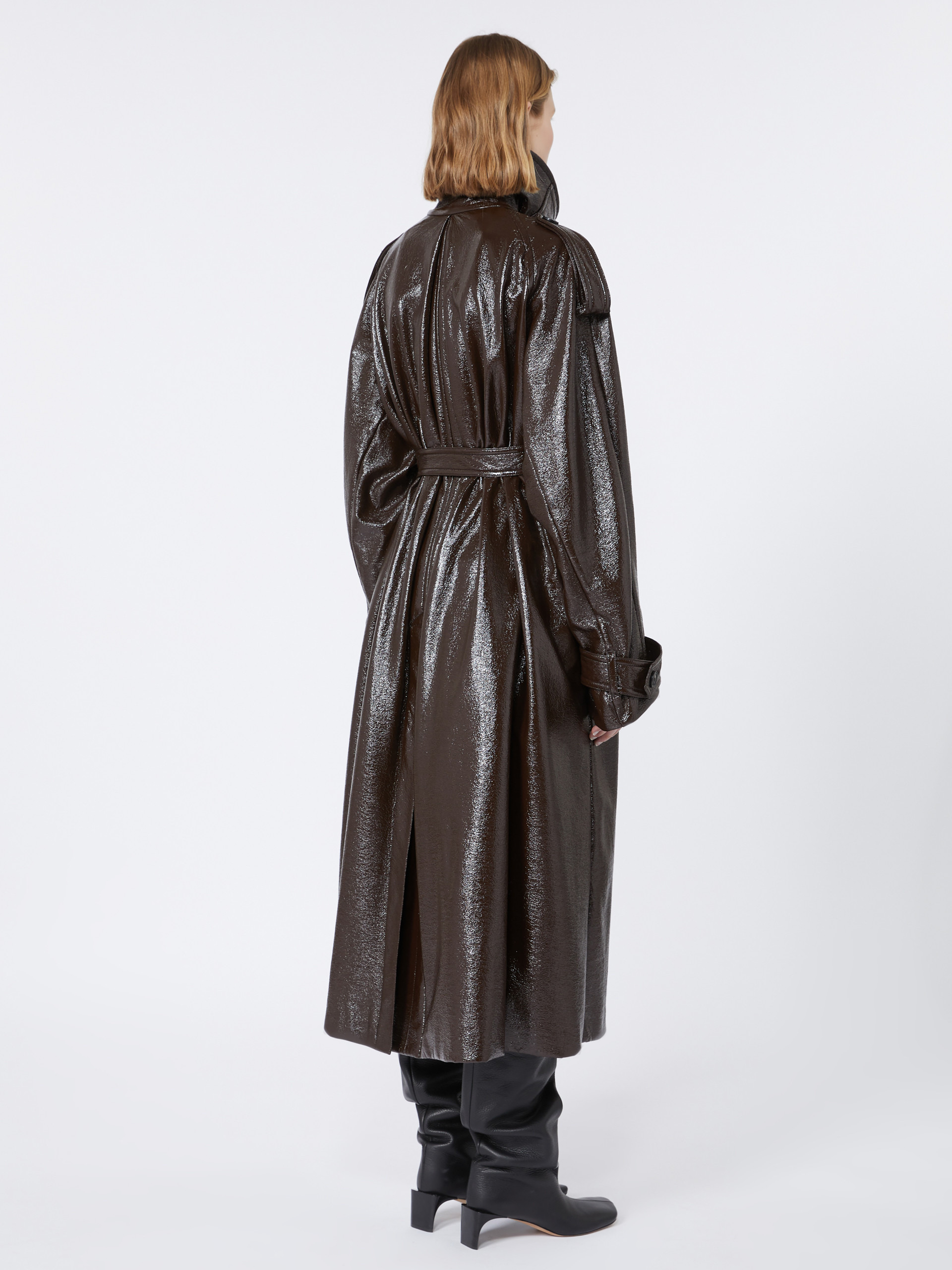 BAIRO1234 Long trench coat with patent leather effect - RUNWAY - 4