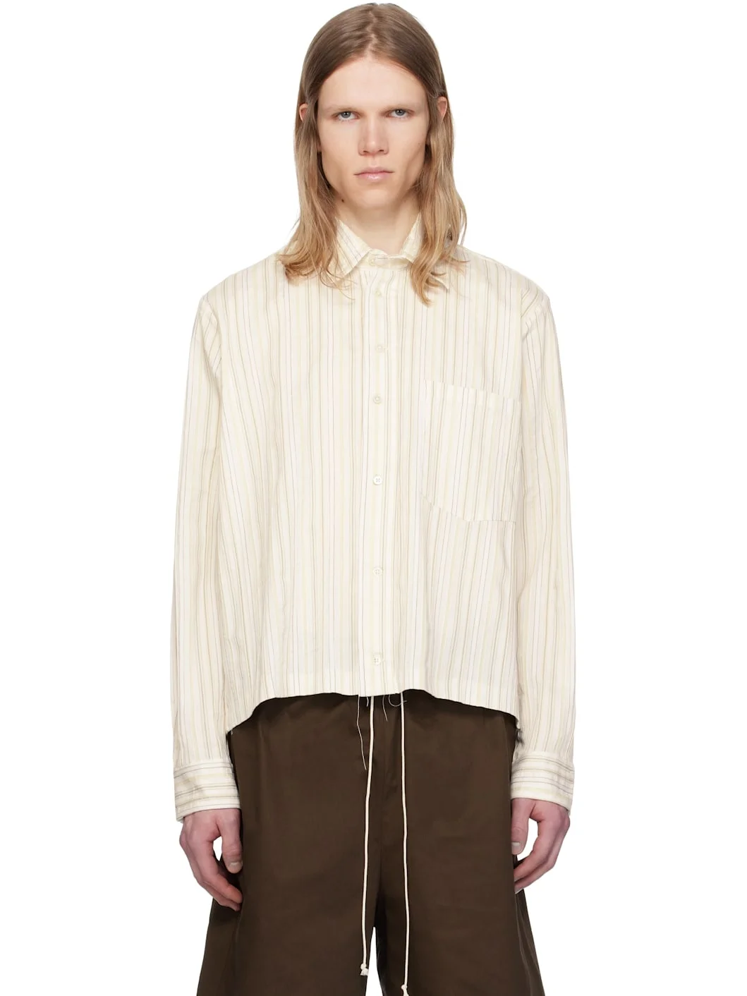 Beige & White Basic Shirt - 1