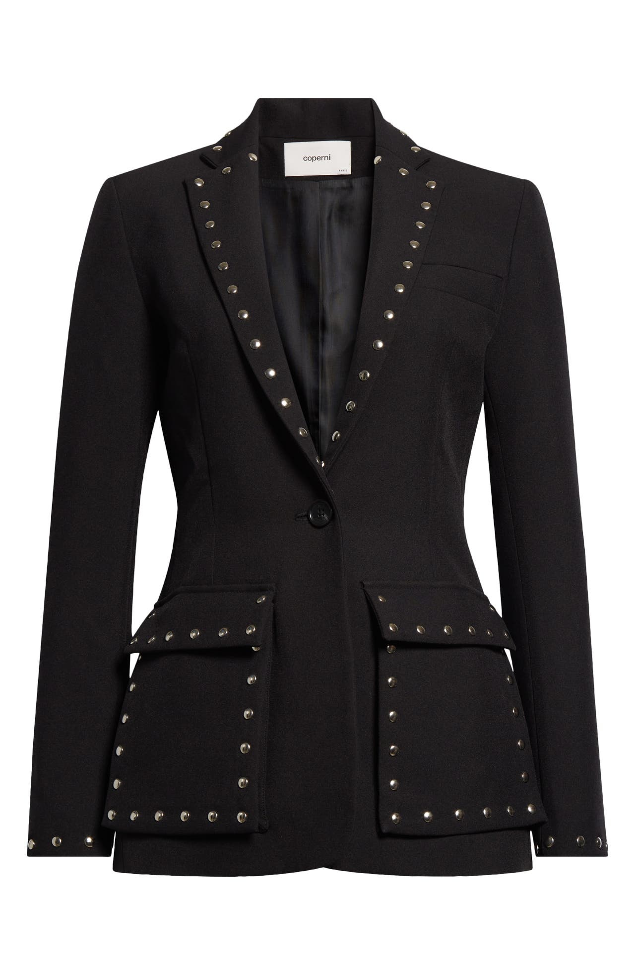 Coperni Studded Faux Suede Tailored Jacket in Black at Nordstrom - 1