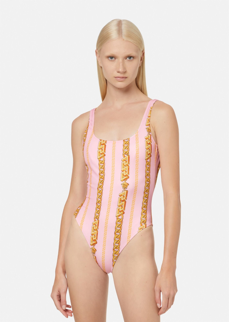VERSACE Chain Pinstripe One-Piece Swimsuit outlook