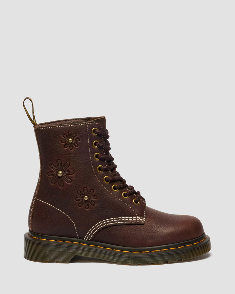 1460 Pascal Flower Embossed Grizzly Leather Boots - 1