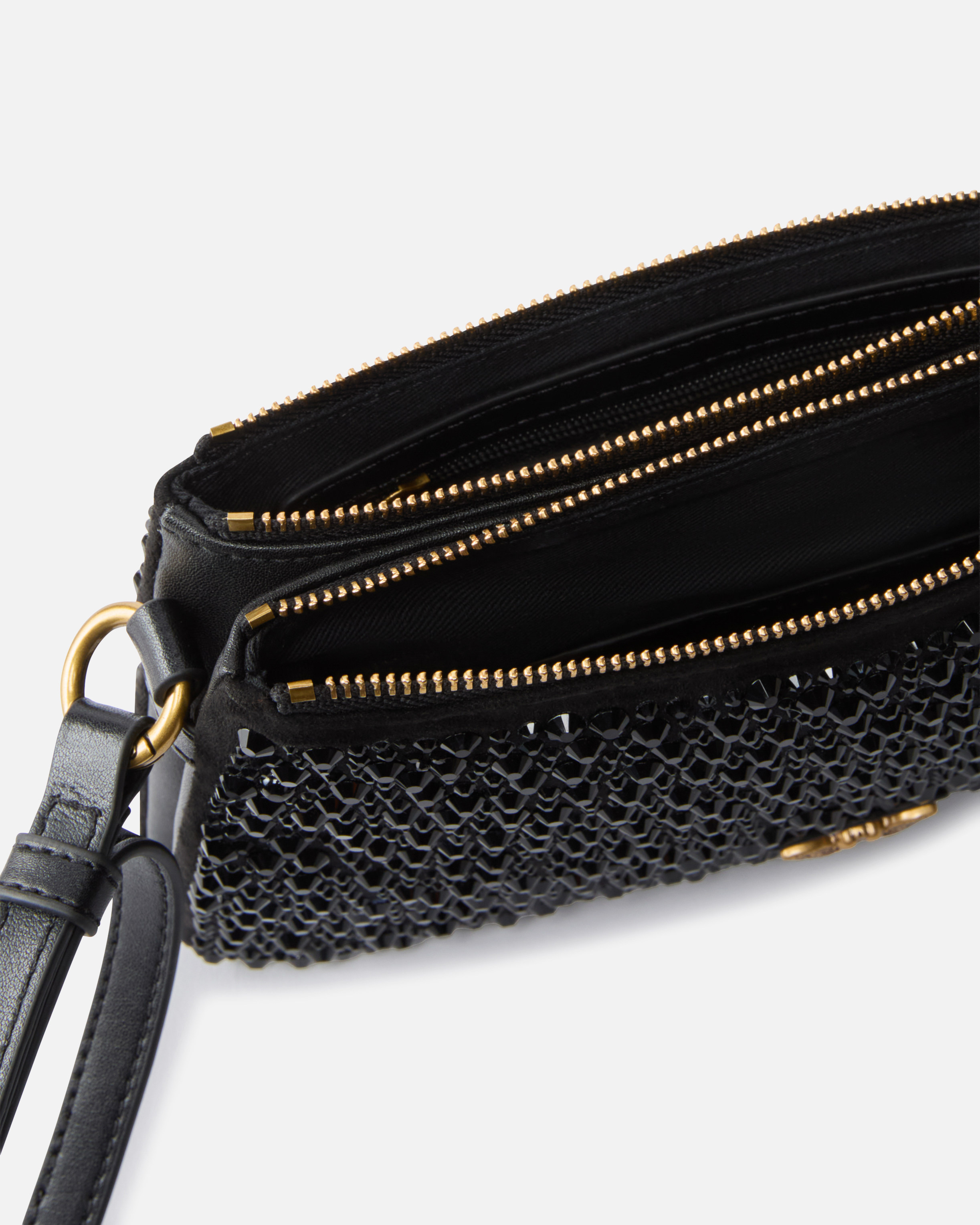 MINI DOUBLE BAG FULLY RHINESTONED SHOULDER BAG - 4