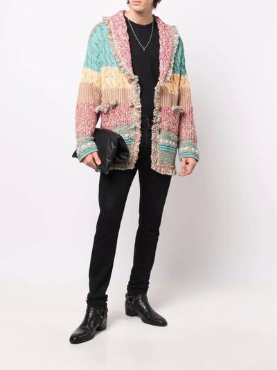 Alanui stripe-panel cardi-coat outlook