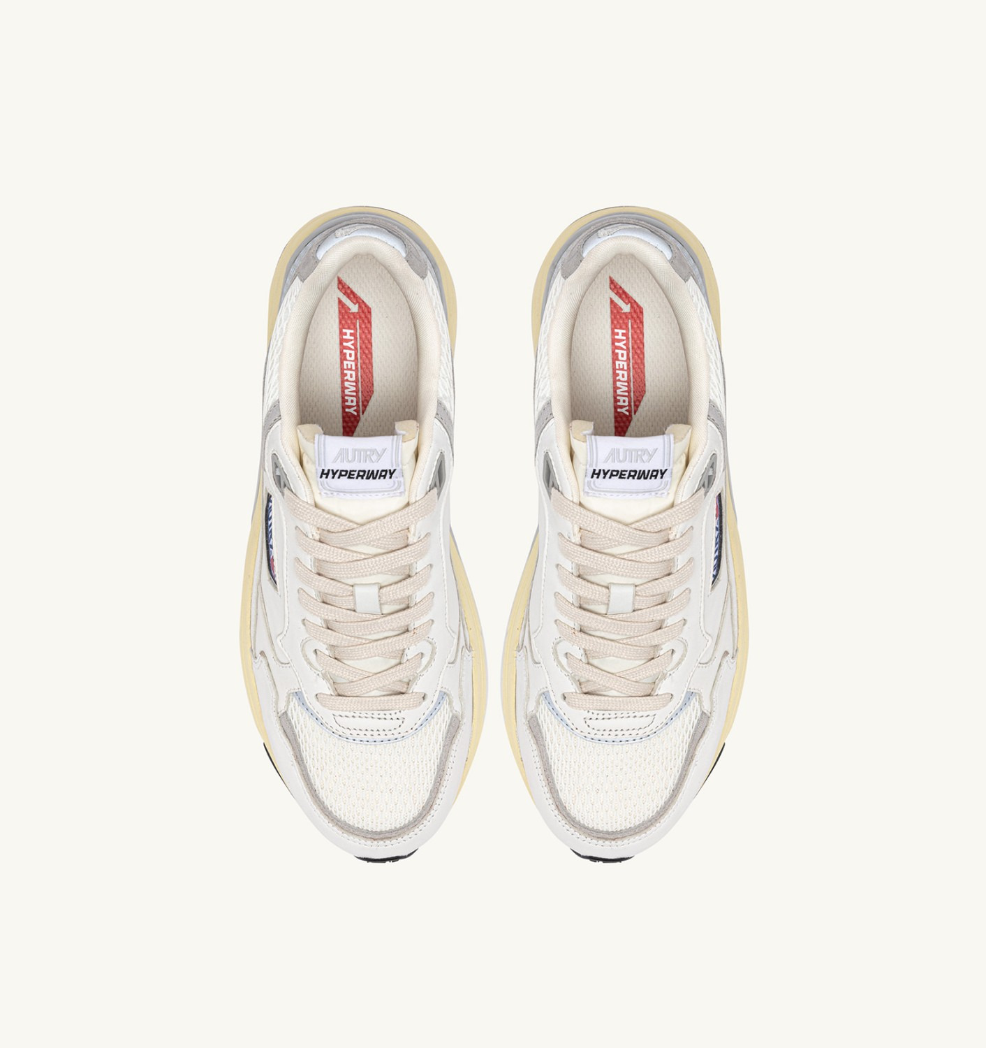 HYPERWAY SNEAKERS IN WHITE AND GRAY SUEDE AND MESH - 5
