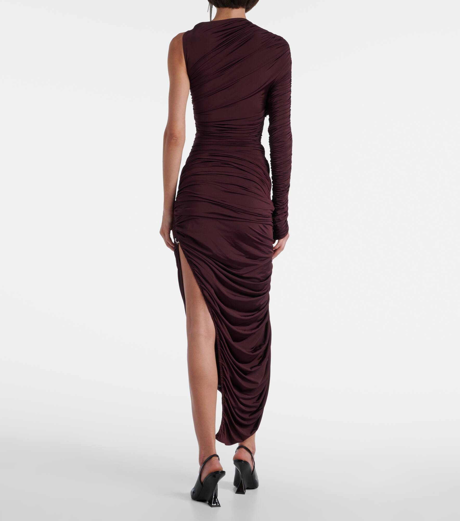 Ruched one-shoulder midi dress - 3