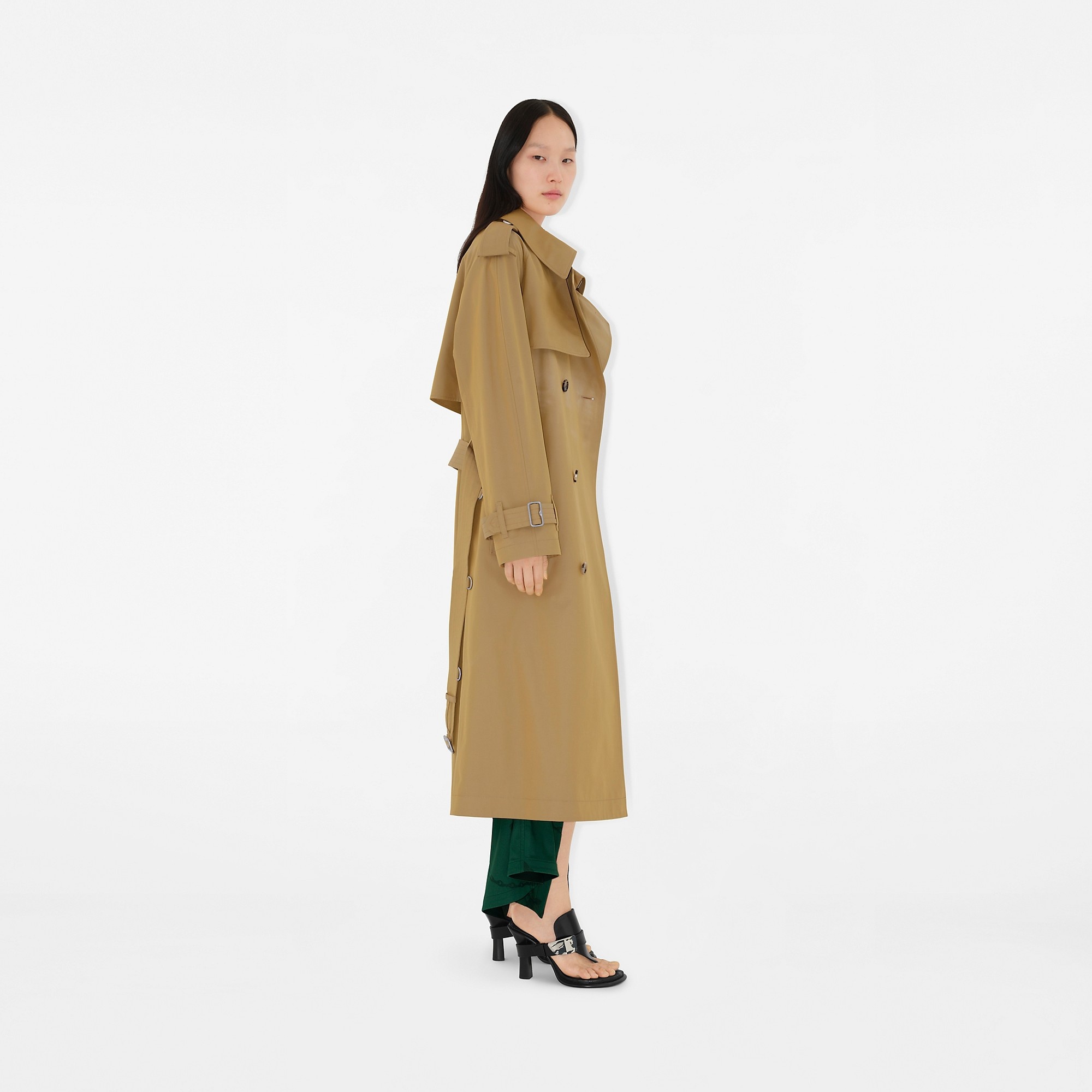 Long Gabardine Trench Coat - 3