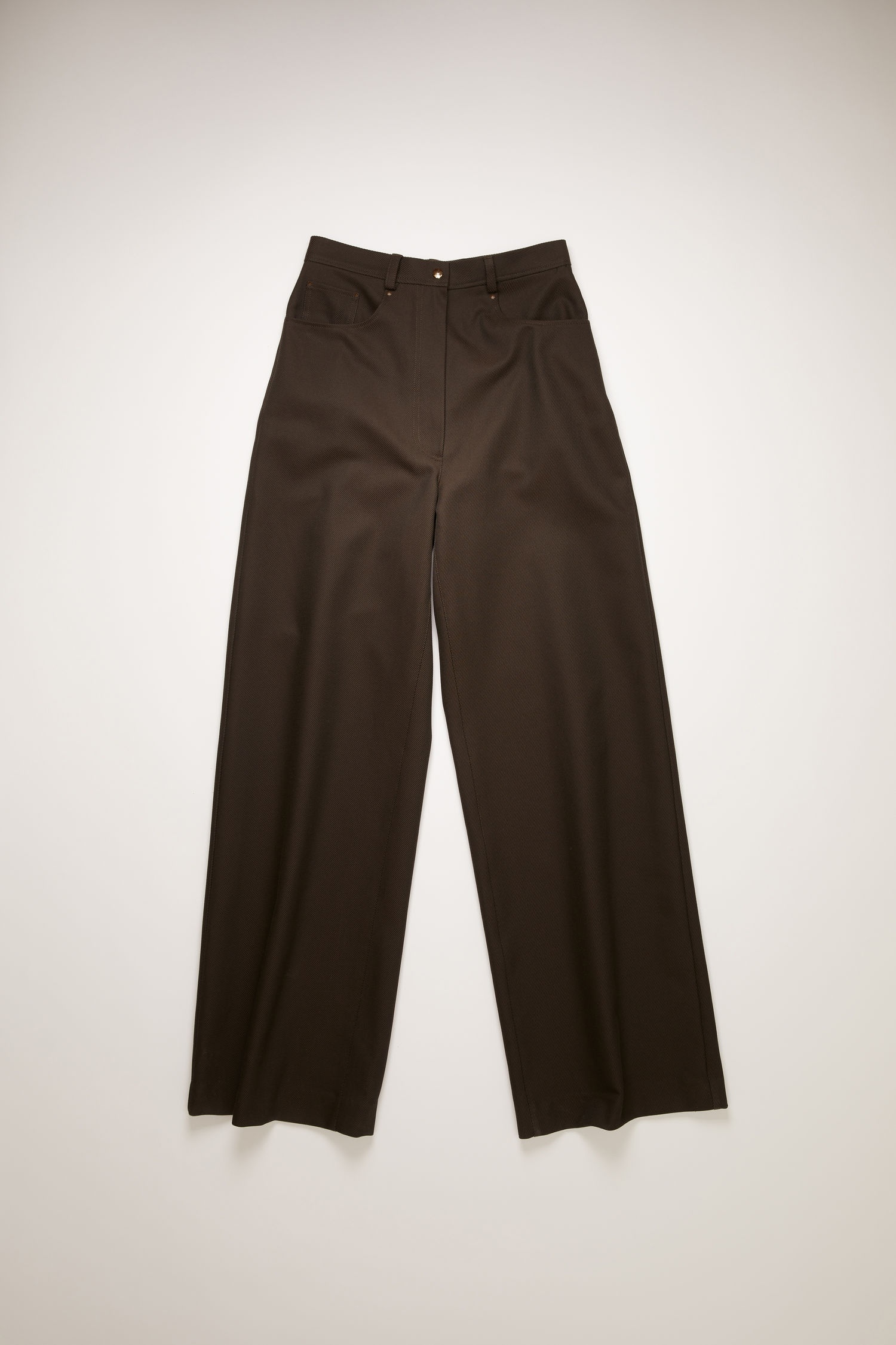 Wide-leg twill trousers chestnut brown - 5