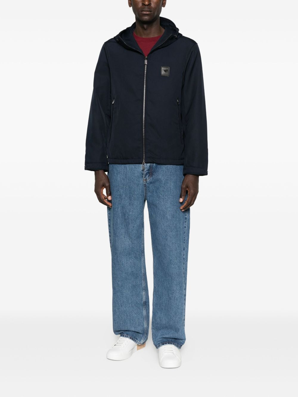 hooded logo-patch jacket - 2