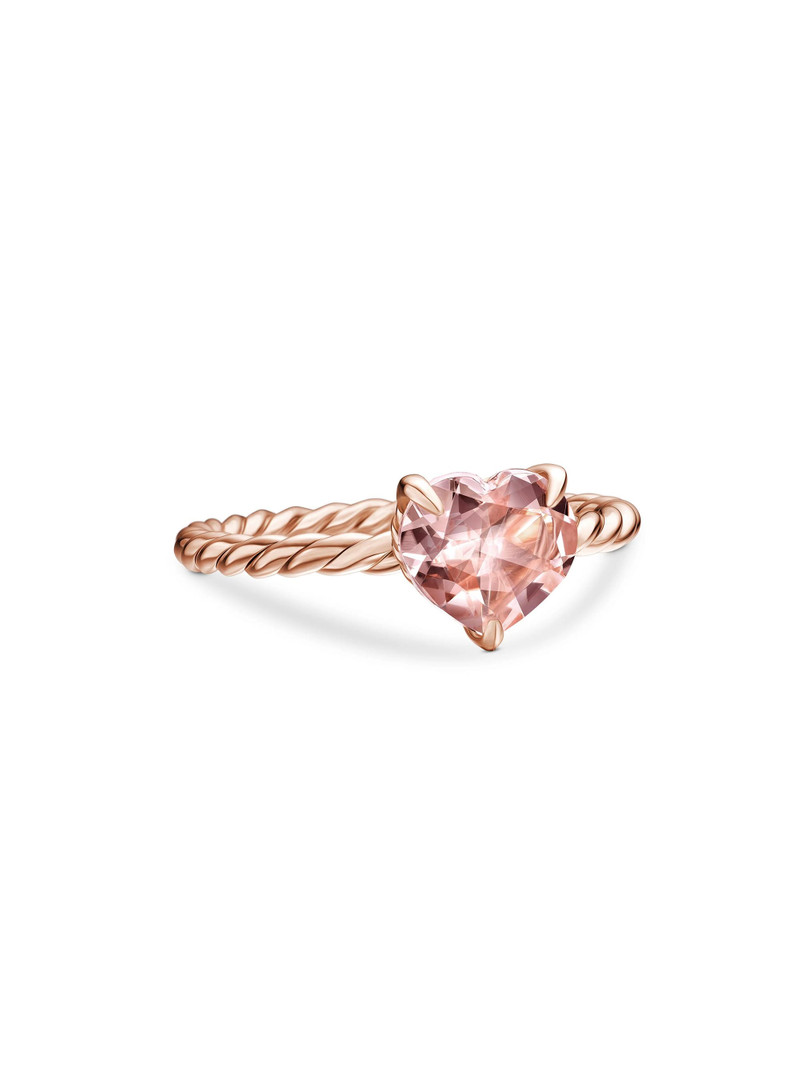 Women's Chatelaine Heart Ring in 18K Rose Gold - Morganite 1