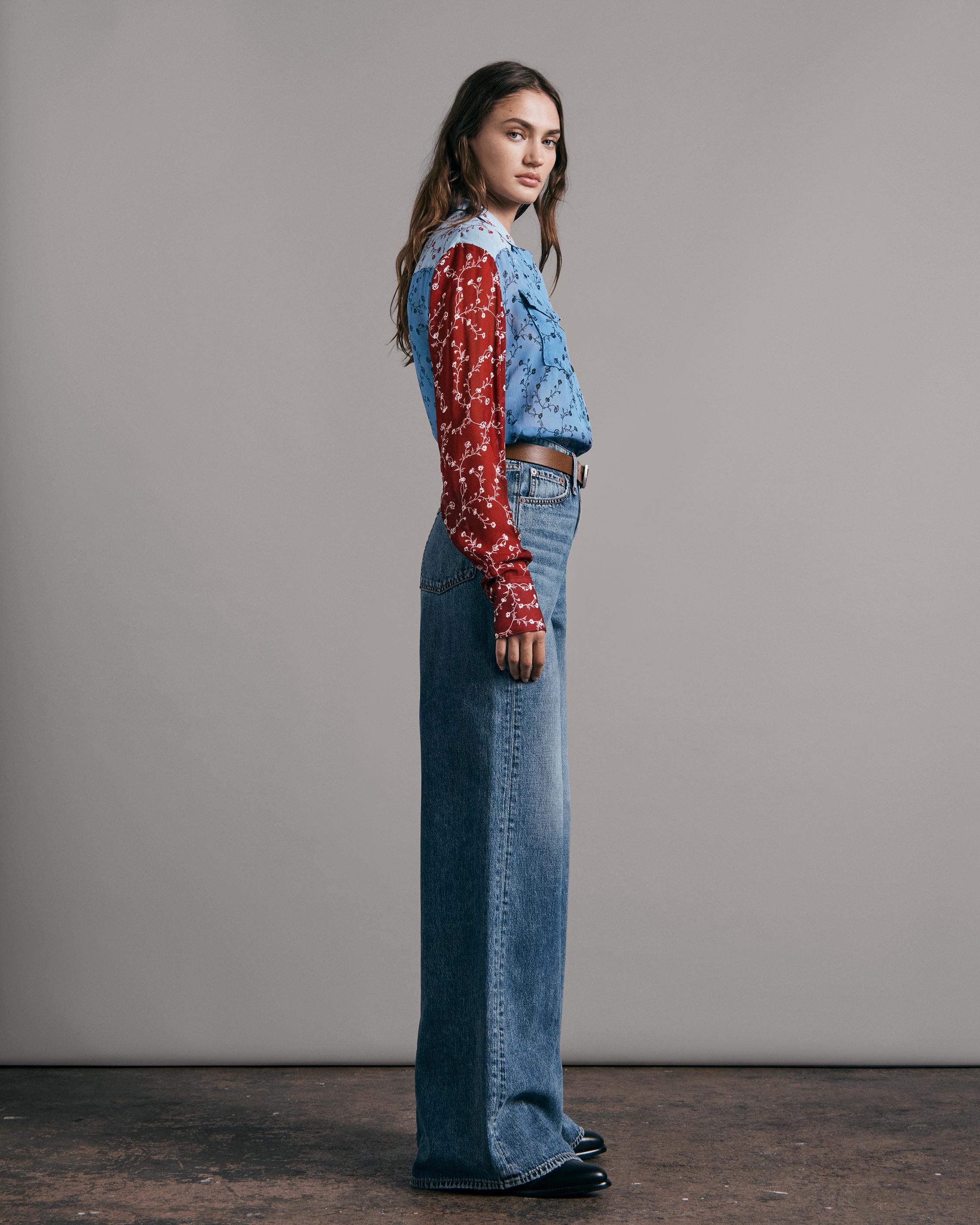 Wyatt Viscose Patchwork Button Down Shirt
Classic Fit Top - 5