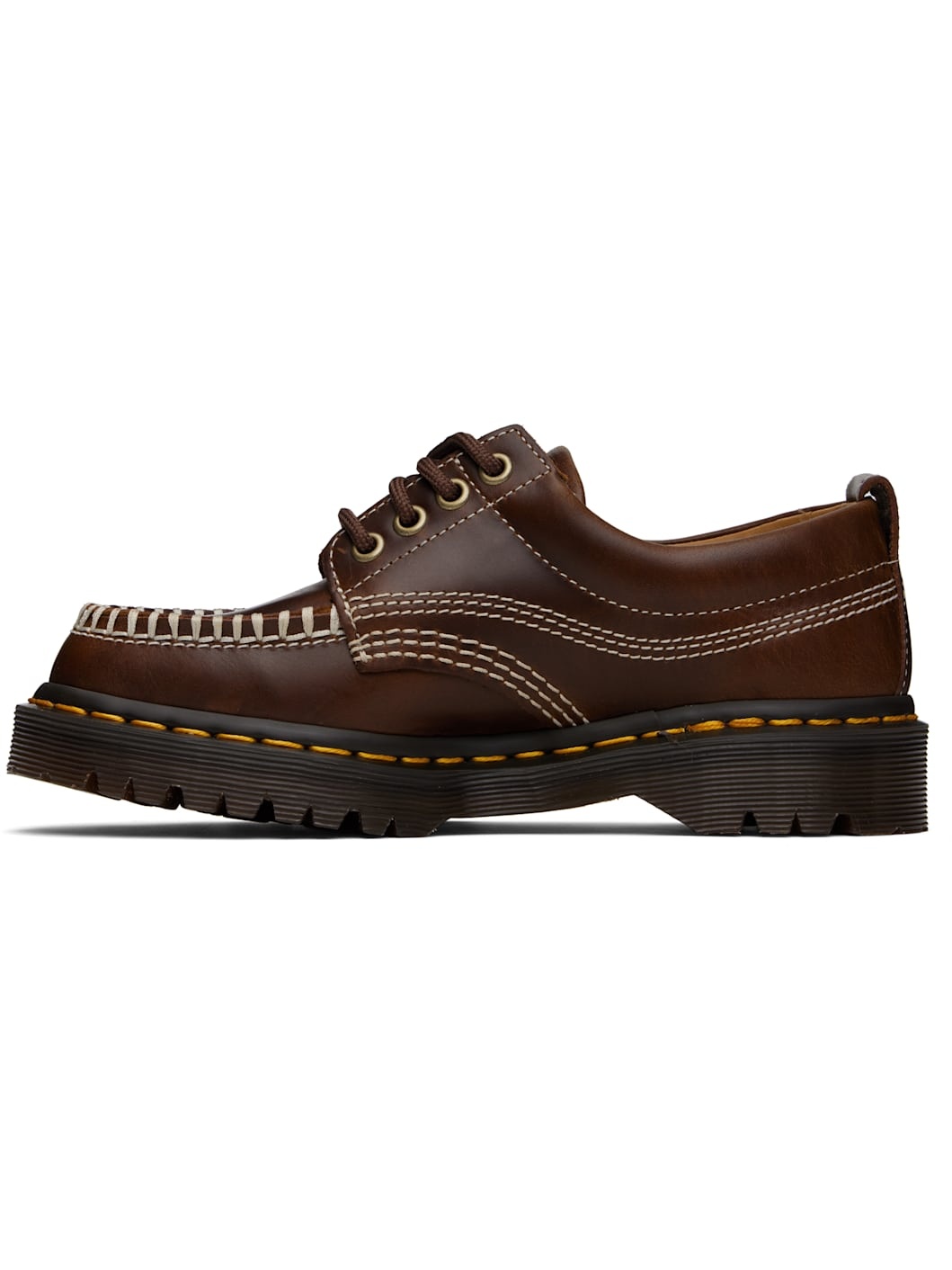 Brown Lowell Leather Moc Toe Derbys - 3