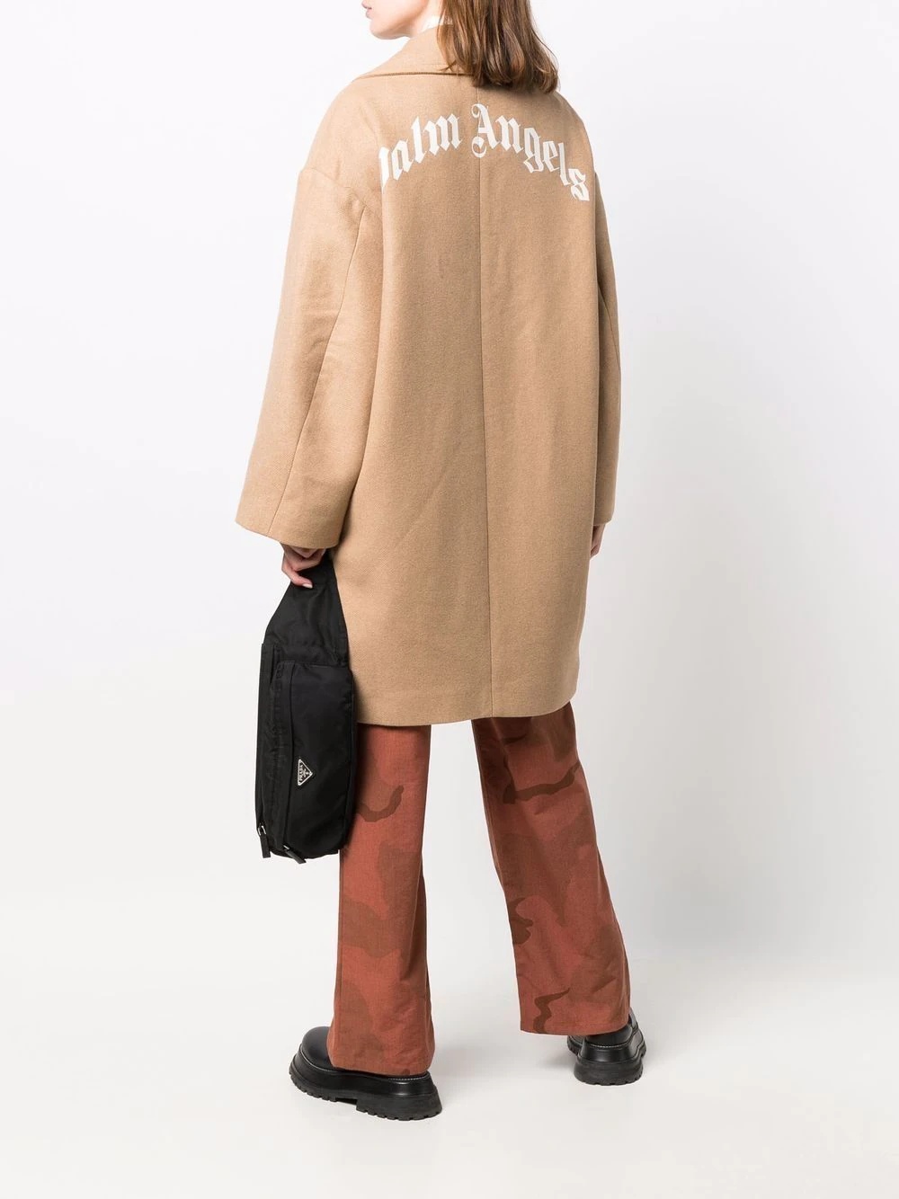 logo-print oversized coat - 2