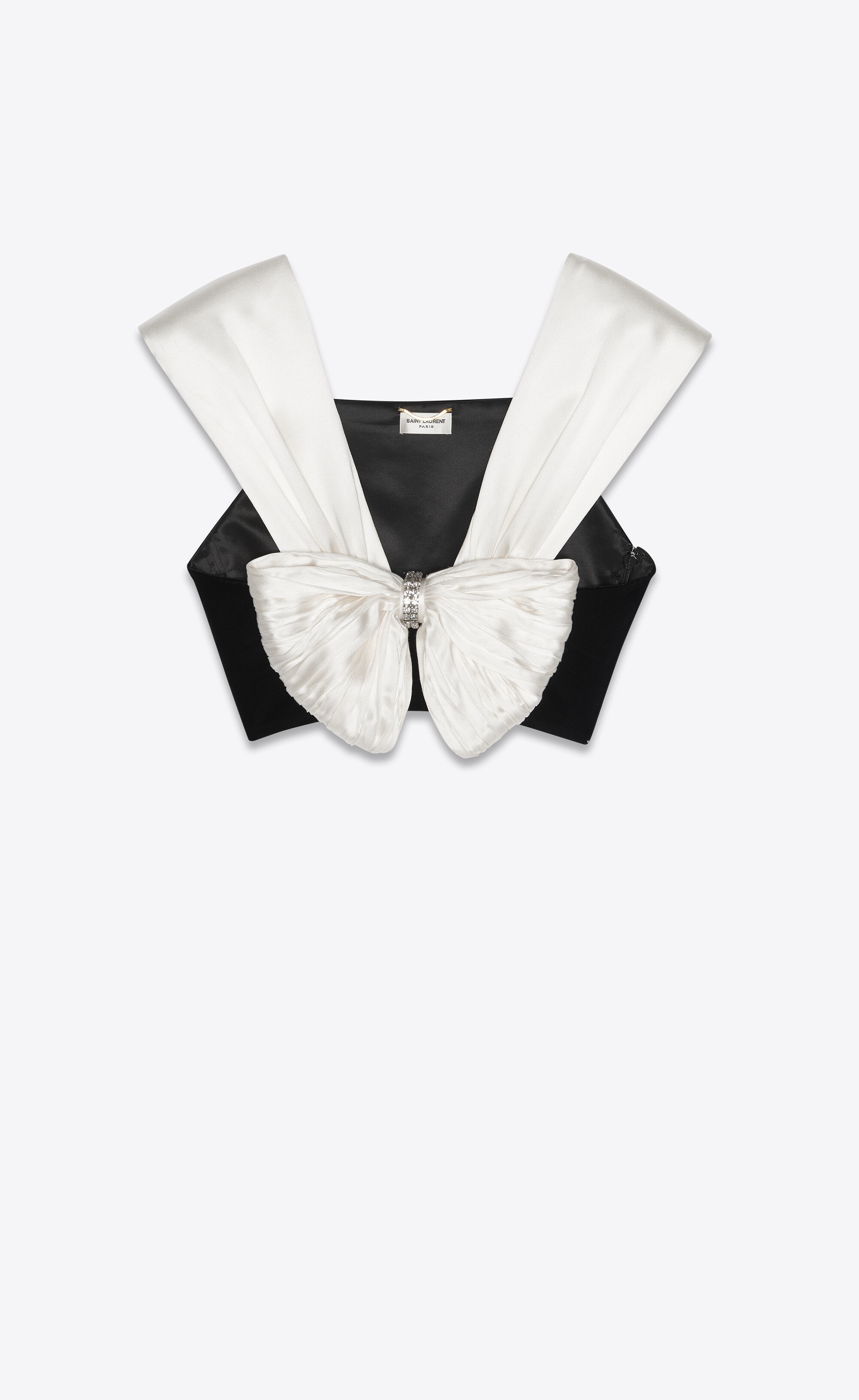 bow-tie crop top in cupro velvet - 1