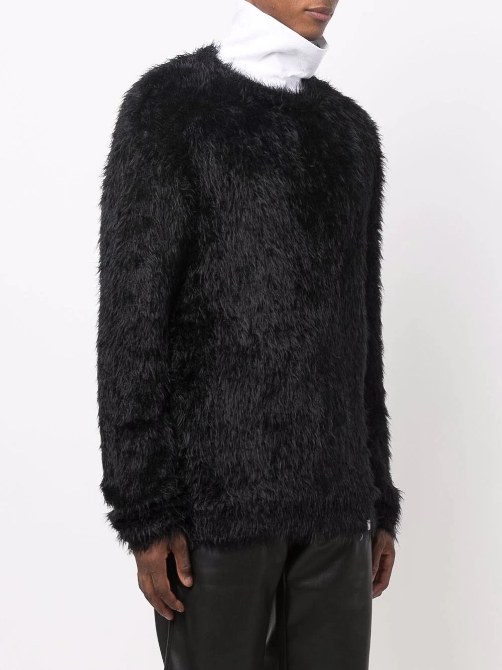 faux-fur round-neck jumper - 3