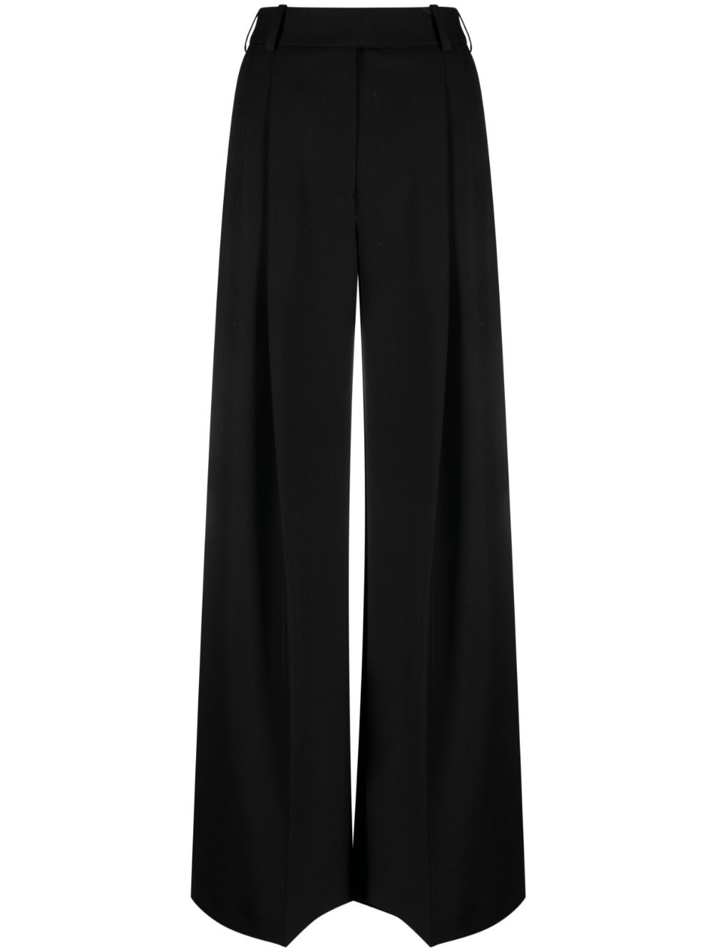pleated wide-leg wool trousers - 1