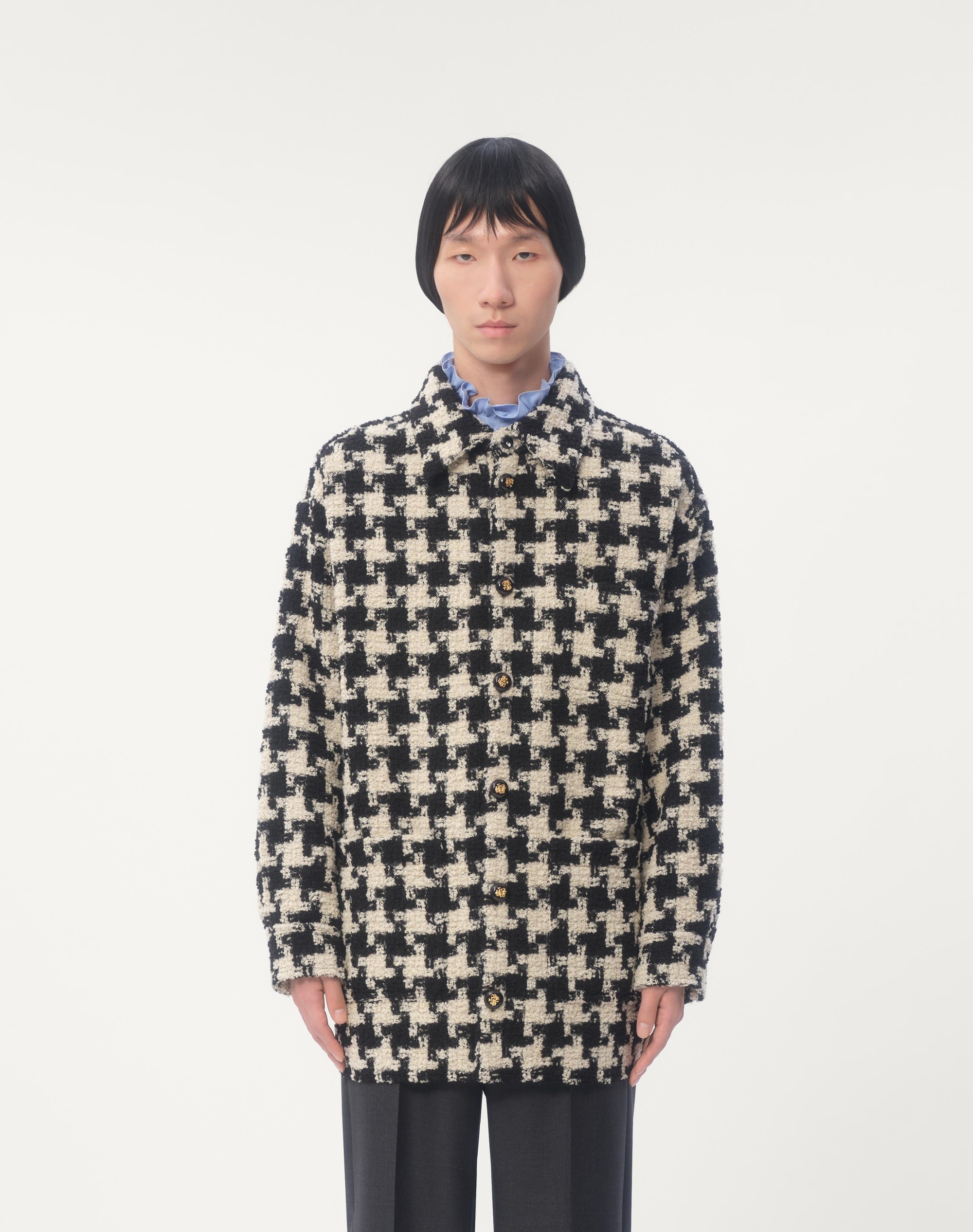 WOOL SHIRT JACKET WITH PIED DE COQUE PATTERN - 6
