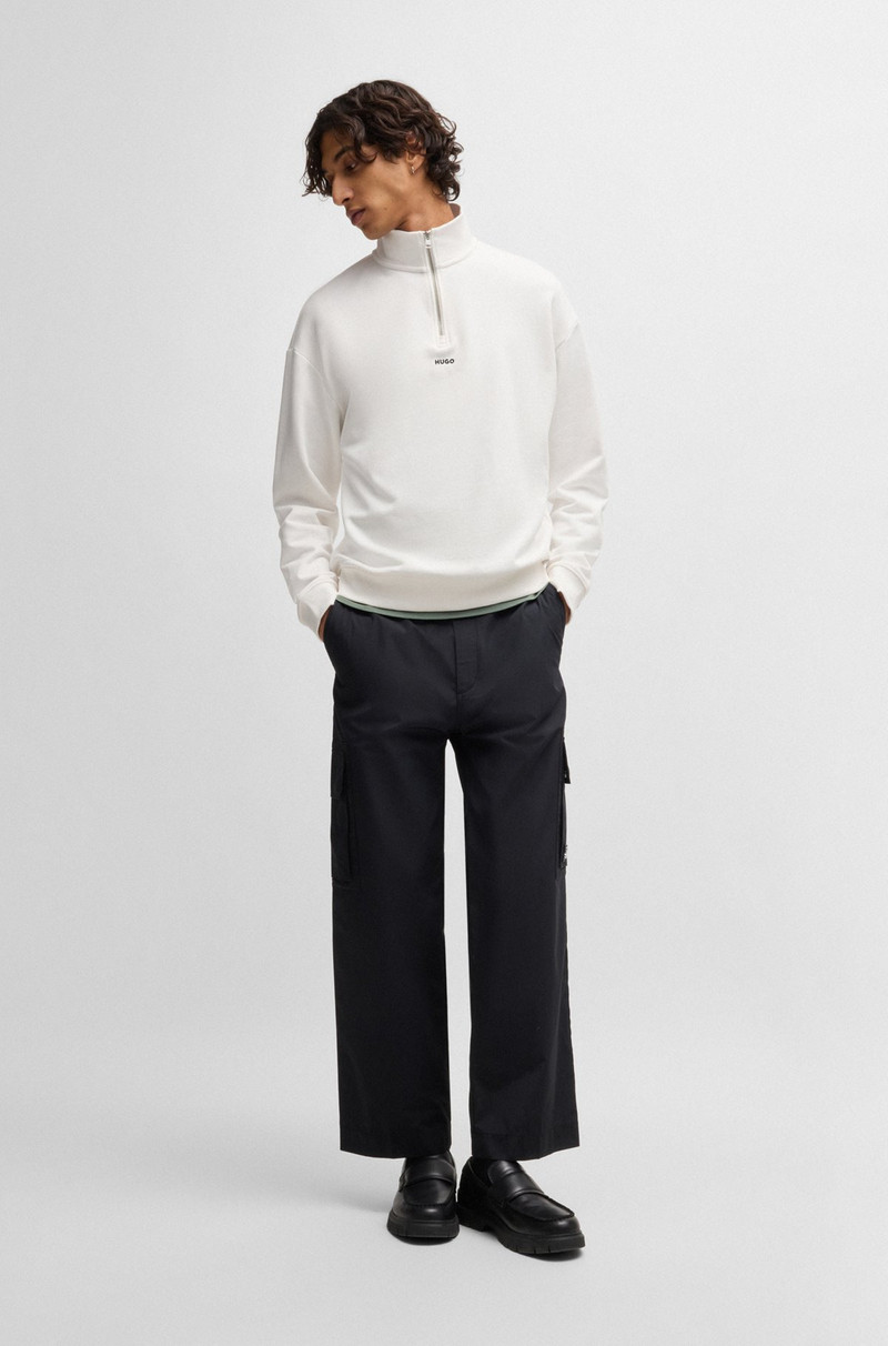 HUGO COTTON-TERRY ZIP-NECK SWEATSHIRT WITH LOGO PRINT outlook