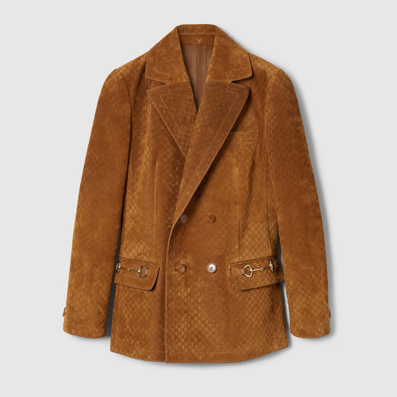 GG suede double-breasted jacket 1