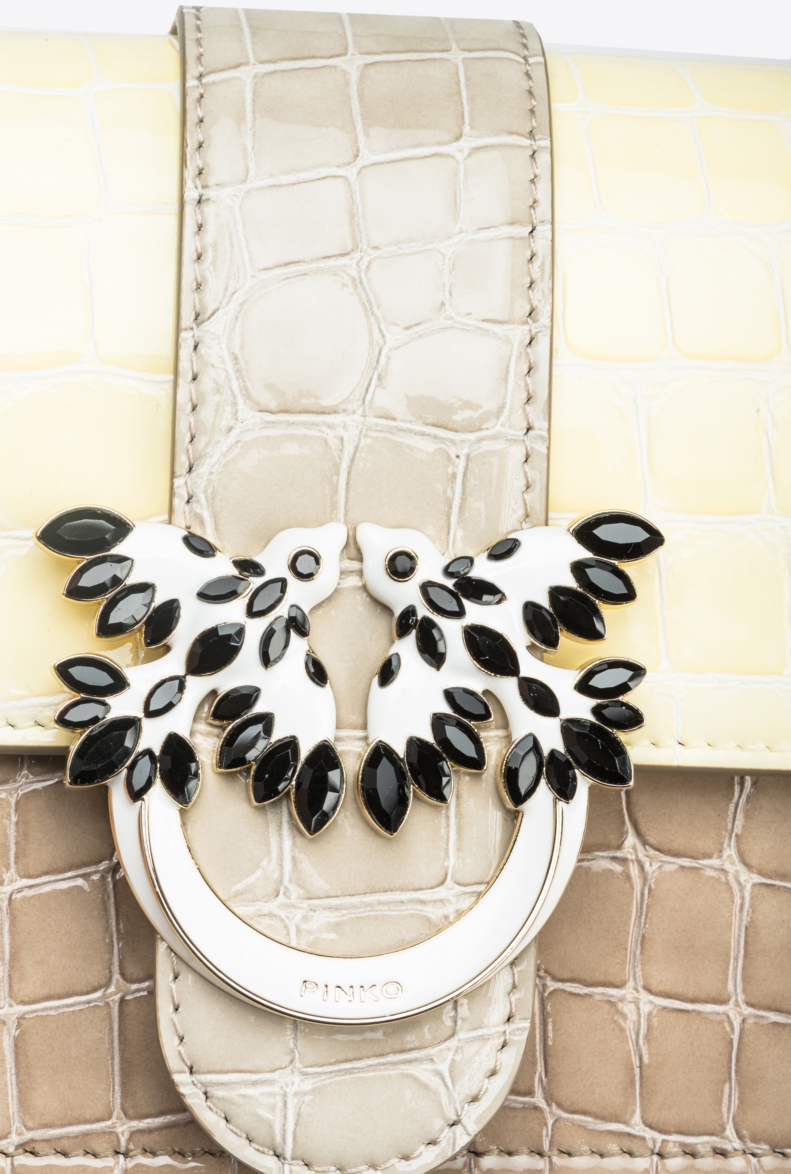 PINKO GALLERIA MINI LOVE BAG ONE IN SHINY TWO-TONE CROCODILE-PRINT LEATHER - 5
