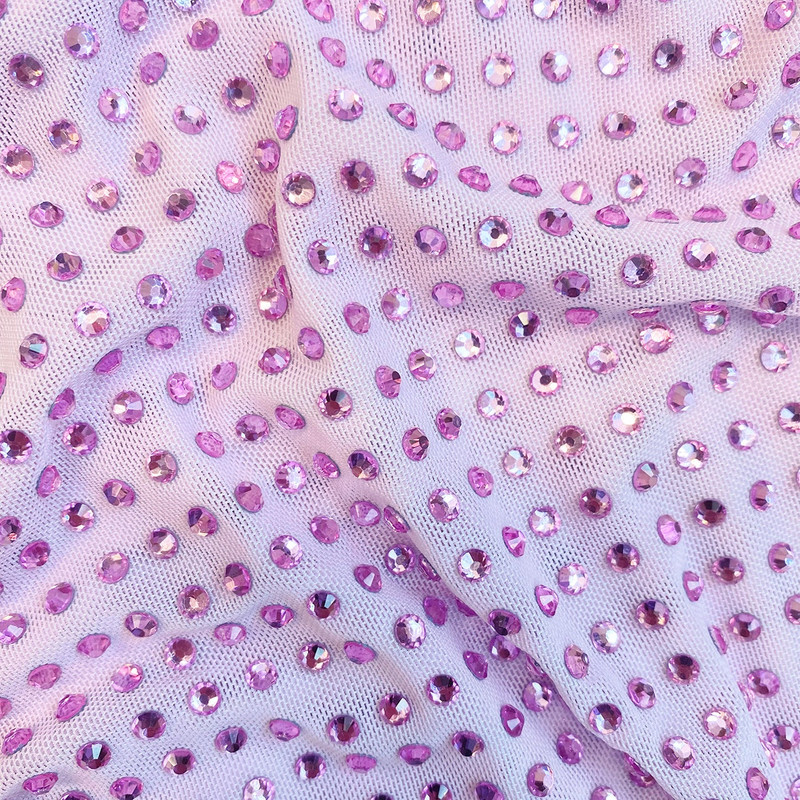Lilac Rhinestone Mesh Crop Top 6
