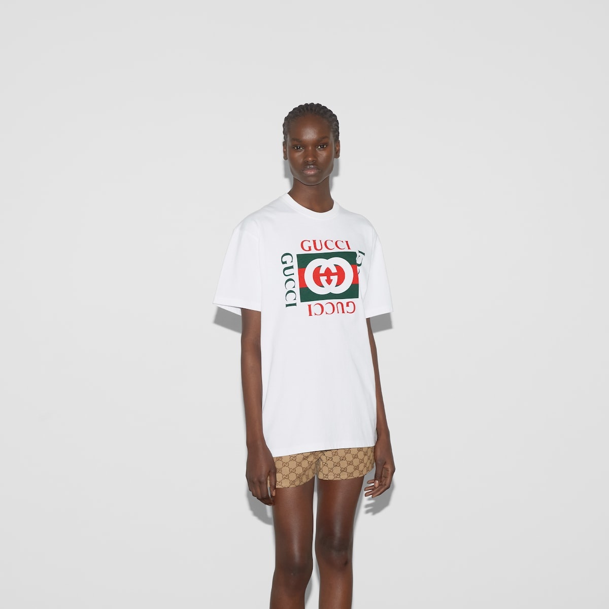 Interlocking G プリント コットン Tシャツ GUCCI Gucci Interlocking G print cotton T-shirt | REVERSIBLE