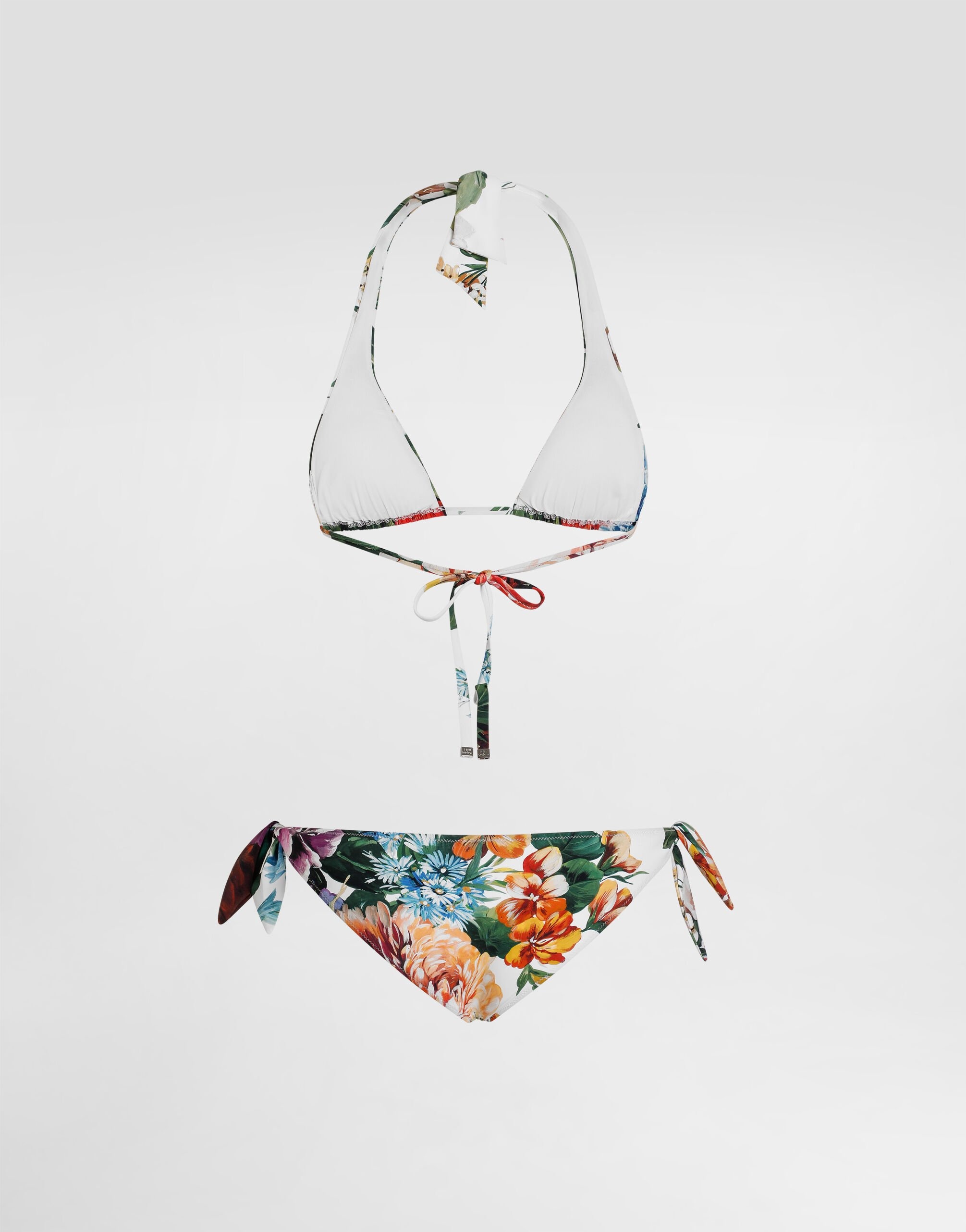 Flower-print padded triangle bikini - 3