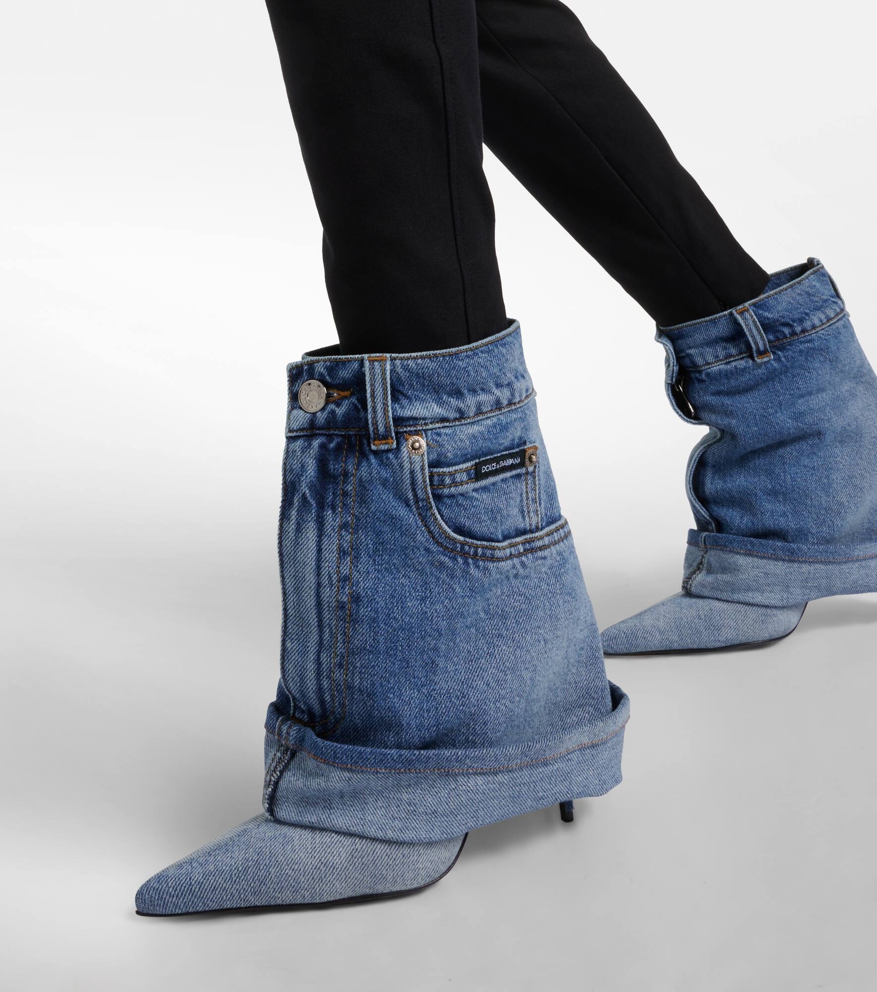 105 patchwork denim ankle boots - 4