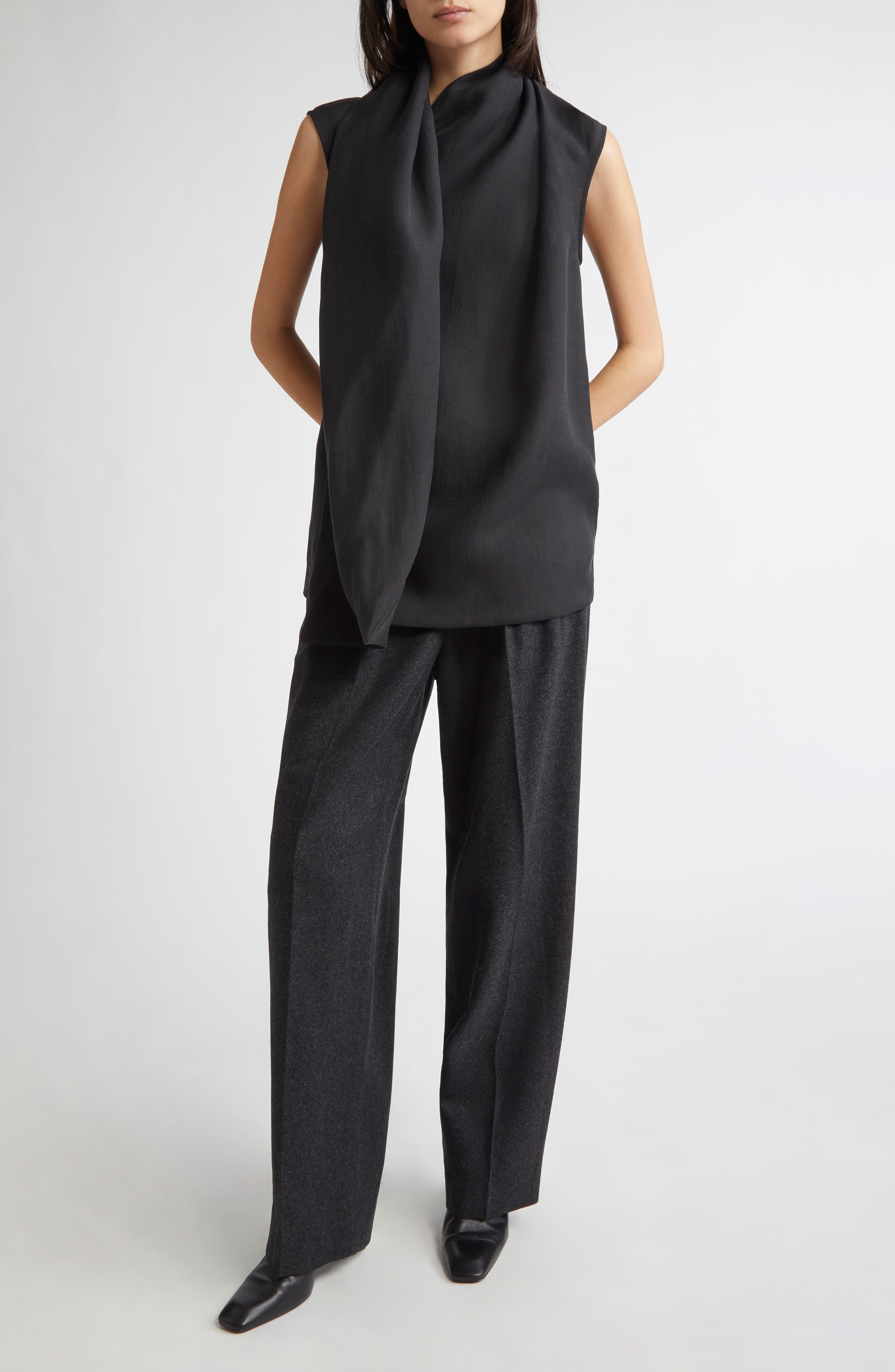 TOTEME Organza Scarf Blouse in Black at Nordstrom - 2