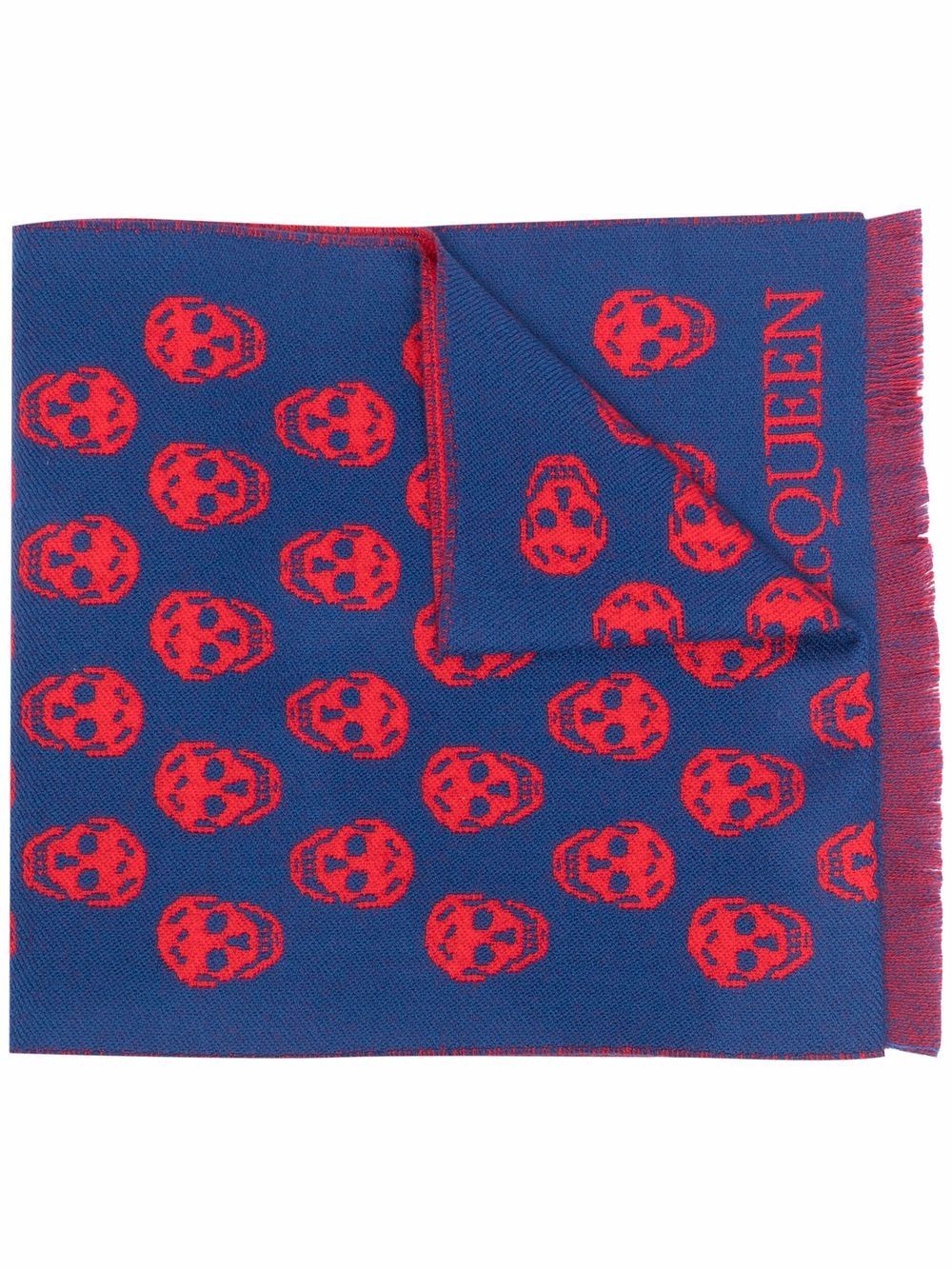 skull-embroidered wool scarf - 1