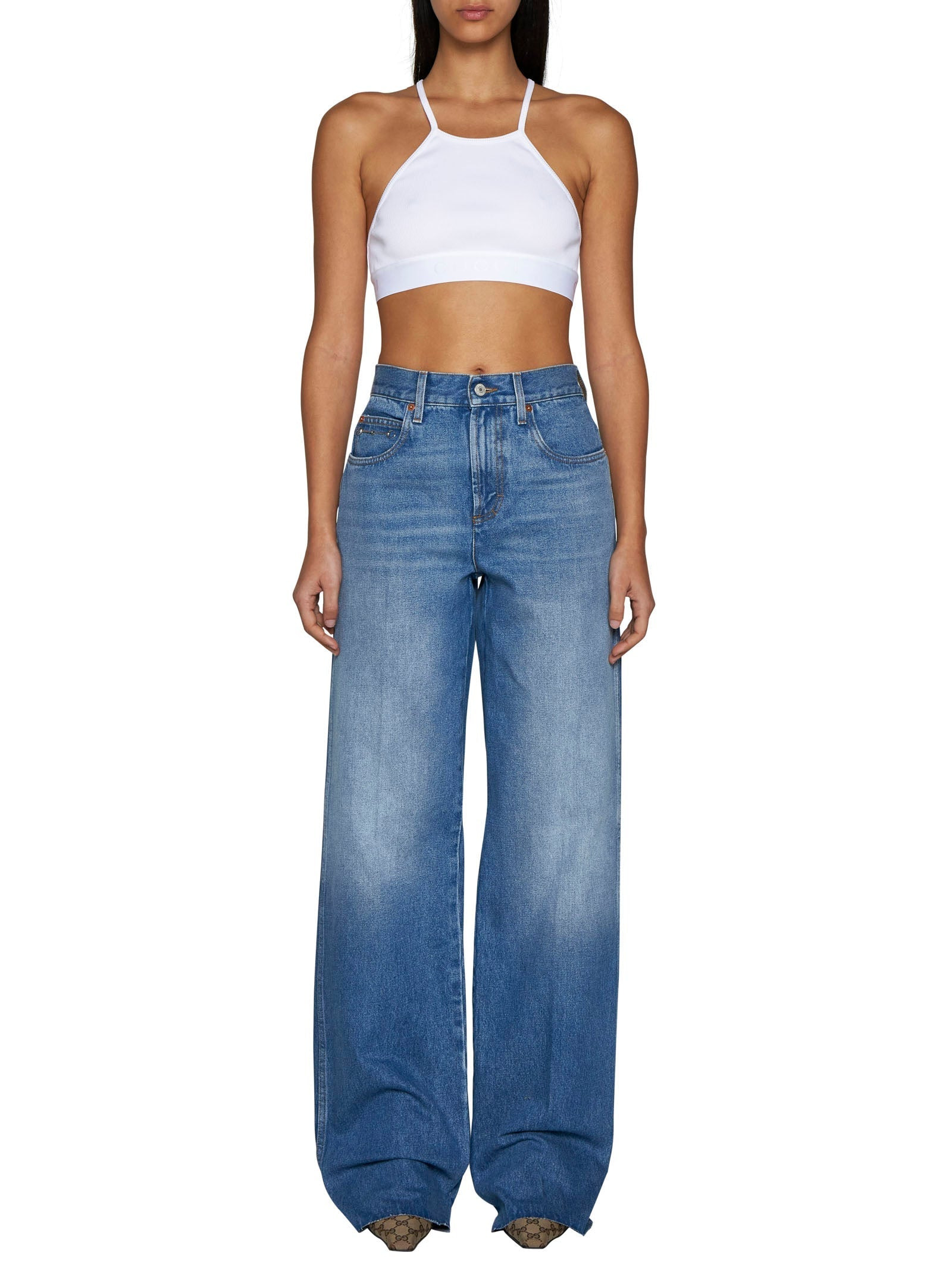 Gucci Women Logo-Plaque Jersey Crop Top - 2