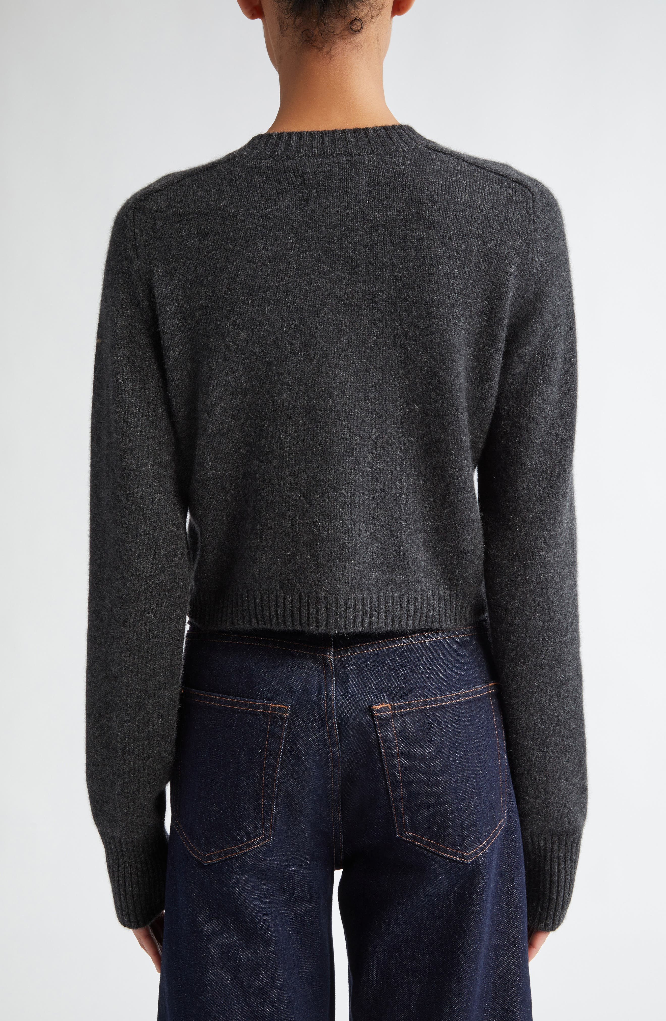 LOULOU DE SAISON Zephir Crop Cashmere Cardigan in Anthracite Melange at Nordstrom - 2