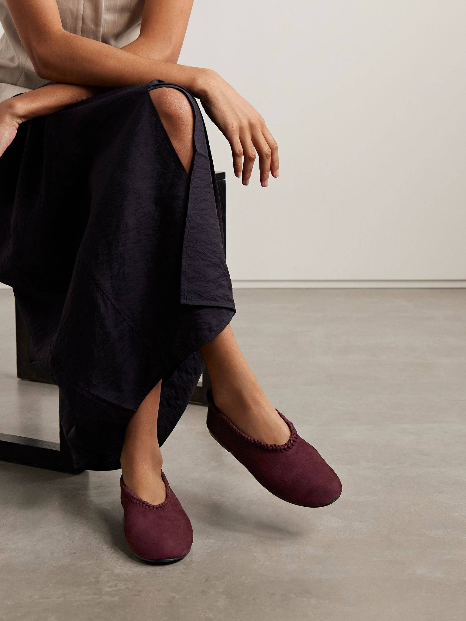 Park braided suede ballet flats Burgundy - 2