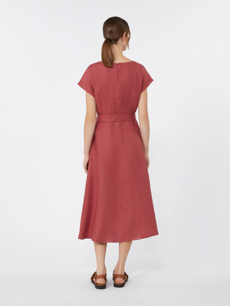 ESORDIO Linen canvas midi dress - CHERRY 4
