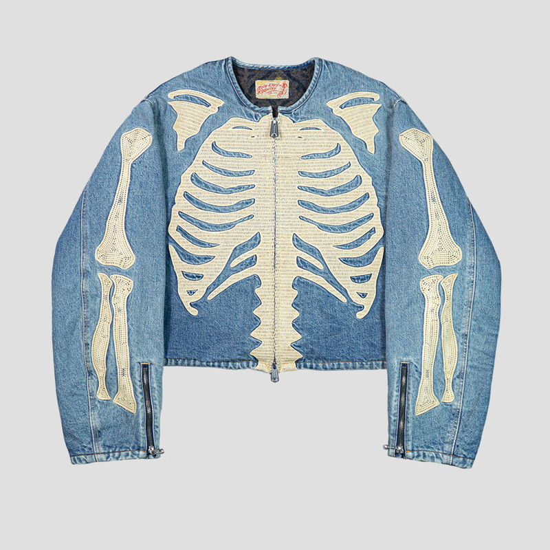14oz DENIM MOTORCROSS JACKET (BONE) 1