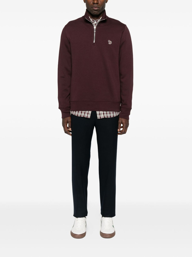 Paul Smith zip-neck zebra-logo sweater outlook