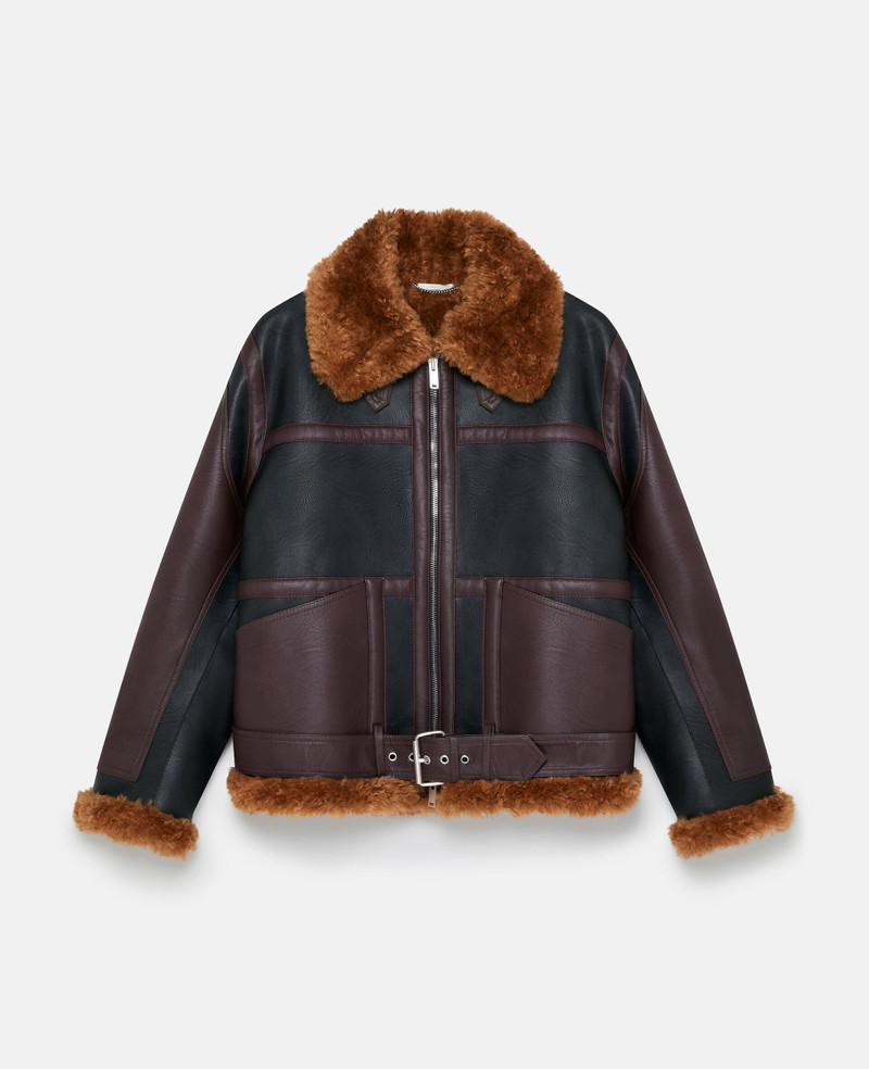 Plush Teddy Paneled Biker Jacket 1