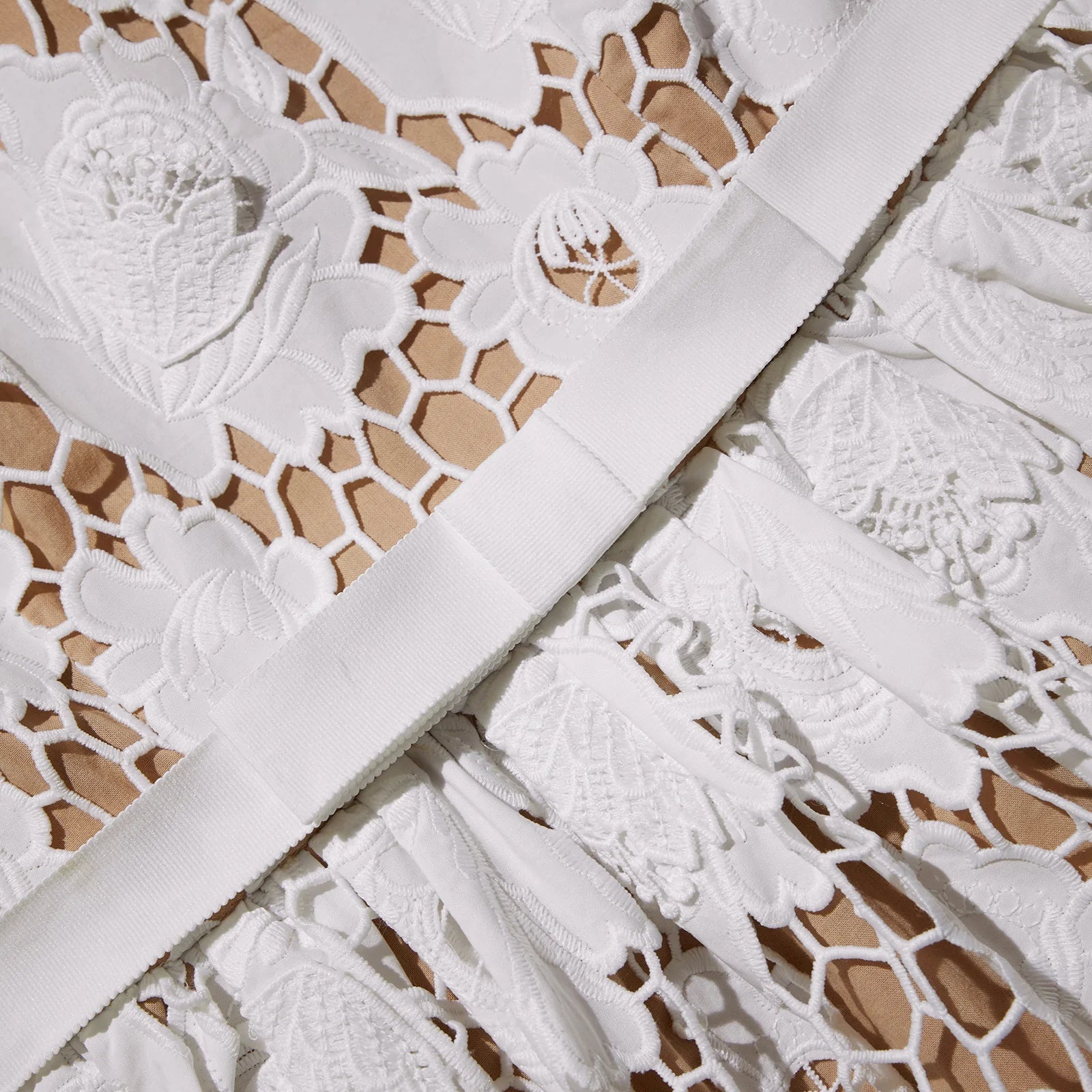self-portrait White 3D Cotton Lace Midi Dress | REVERSIBLE