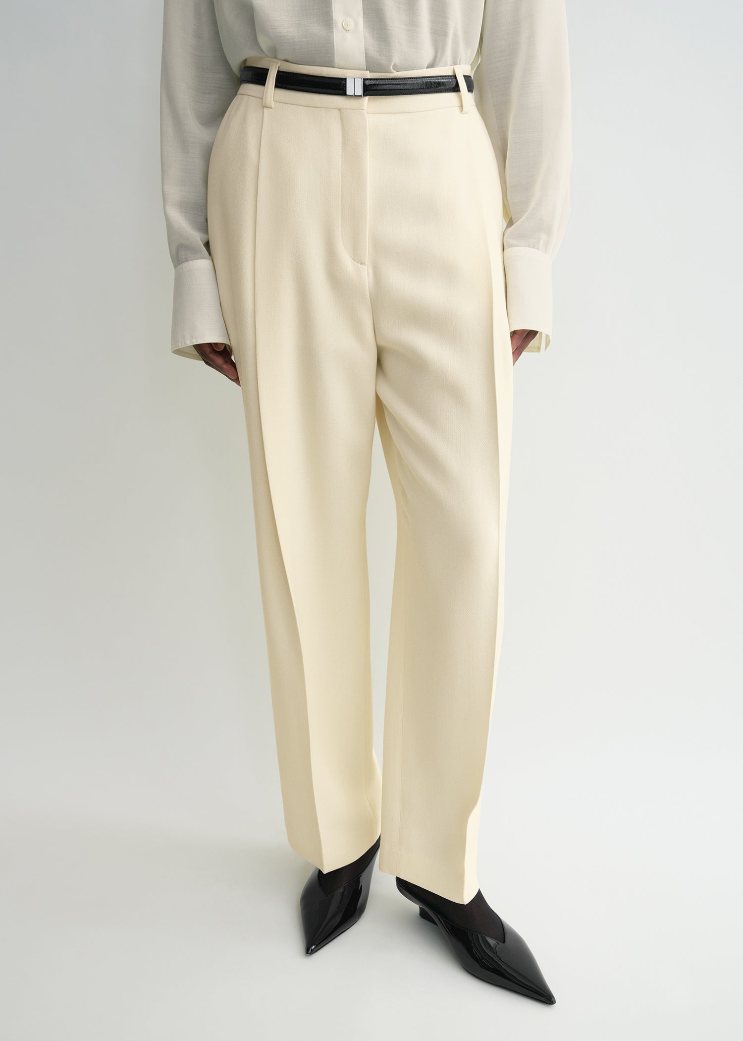 Pleated straight trousers butter - 5
